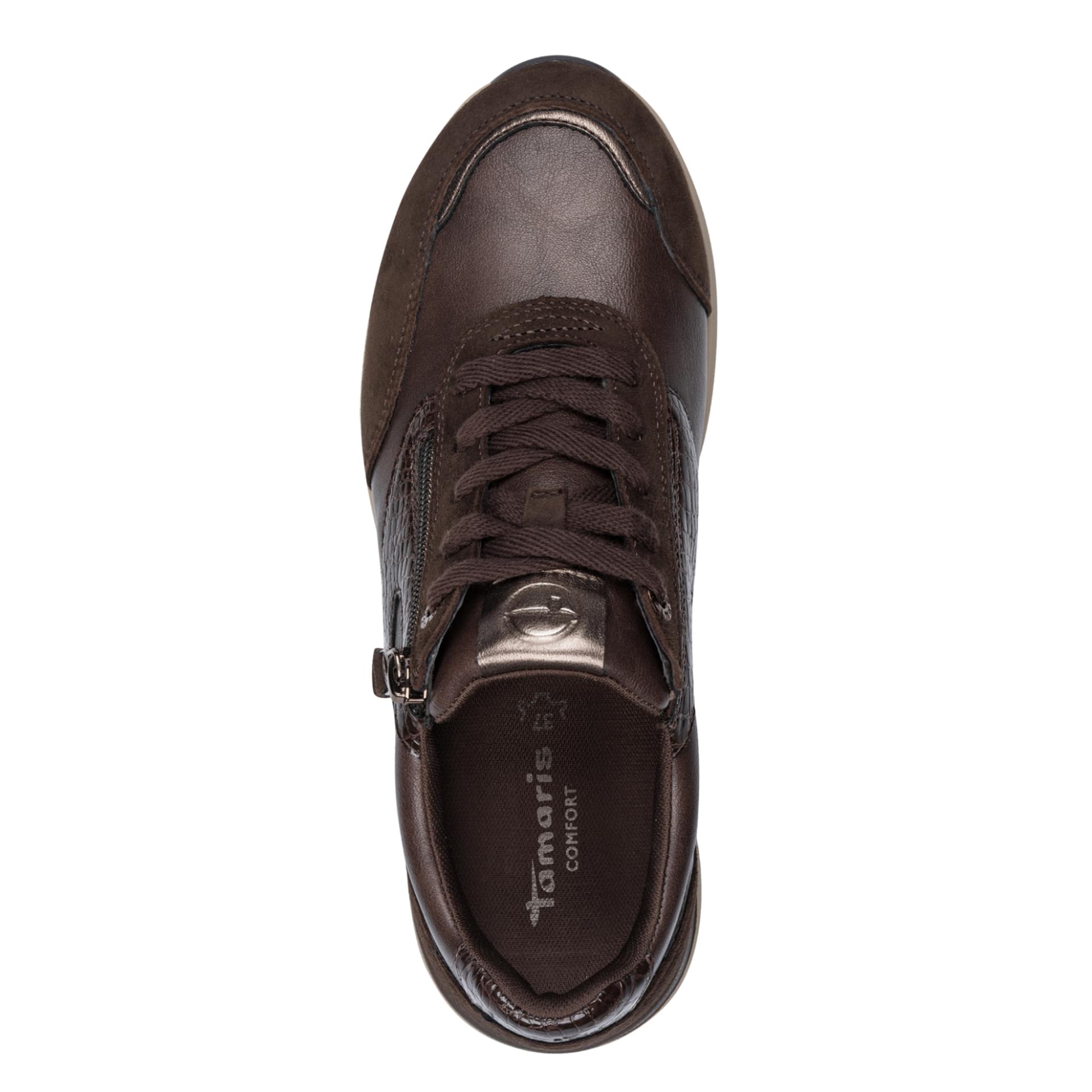 Tamaris Comfort Kelly Sneakers in Mocca, top view (SKU 8-83747-47--304)