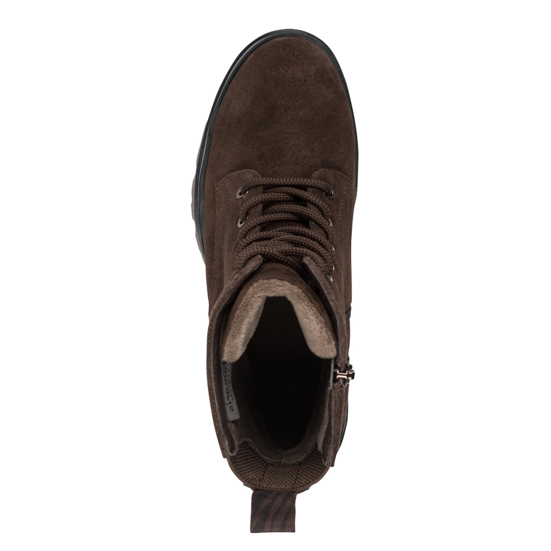 Tamaris Comfort Kida Bottines in Mocca Suede, vue de dessus (SKU 8-85215-43--307)