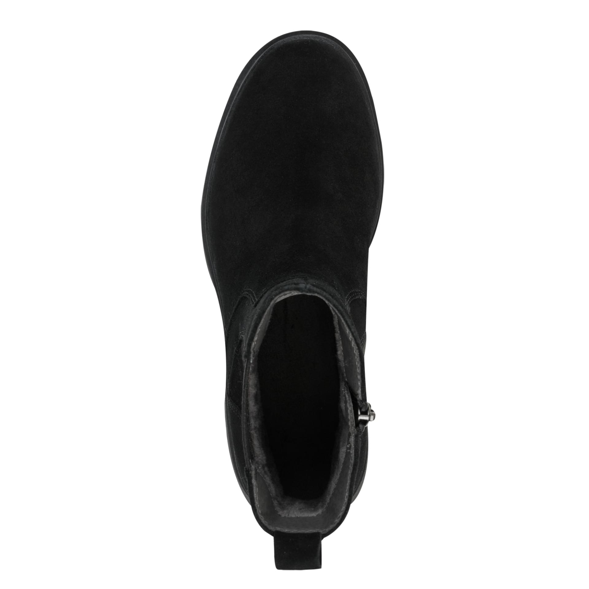 Tamaris Comfort Kida Chelsea Boots in Black Suede, bovenaanzicht (SKU 8-85494-45--019)