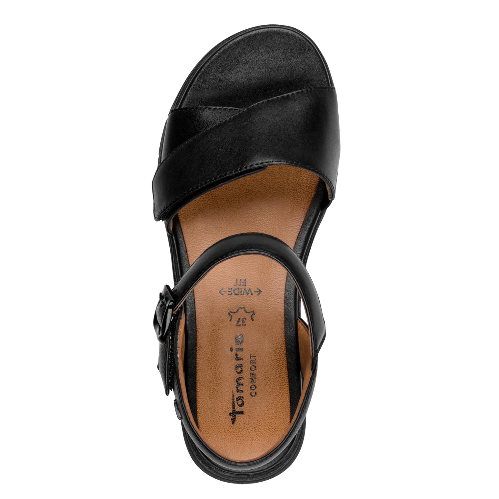 Tamaris Comfort Leanna Sandalen in Black Uni, bovenaanzicht (SKU 8-88736-46--007)