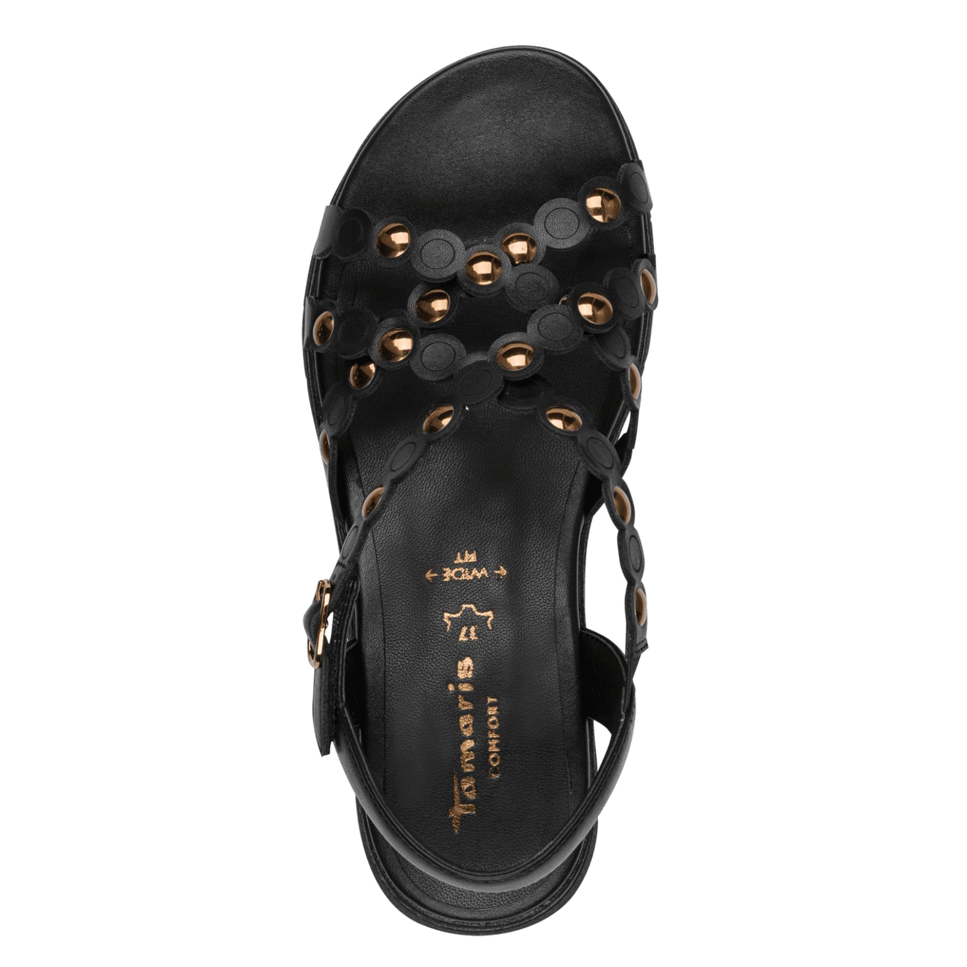 Tamaris Comfort Leanna Sandalen in Black Nappa, bovenaanzicht (SKU 8-88738-46--022)