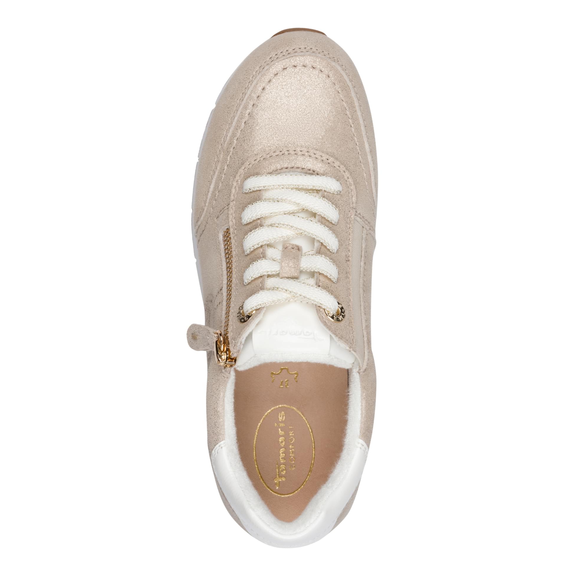 Tamaris Comfort Leso Baskets cuir in Beige Glam, vue de dessus (SKU 8-83702-42--404)