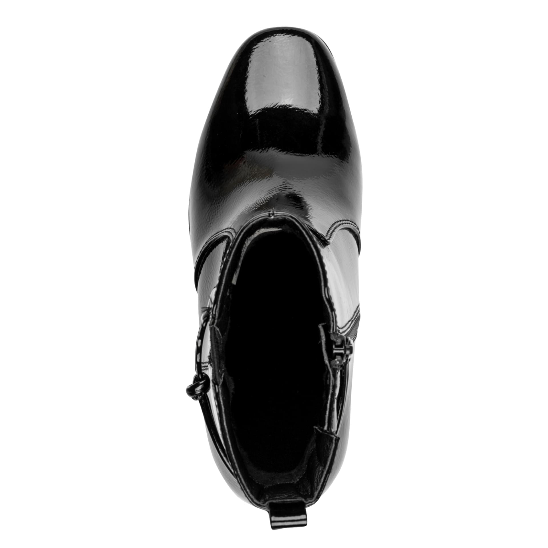 Tamaris Comfort Lilian Bottines in Black Patent, vue de dessus (SKU 8-85304-47--018)