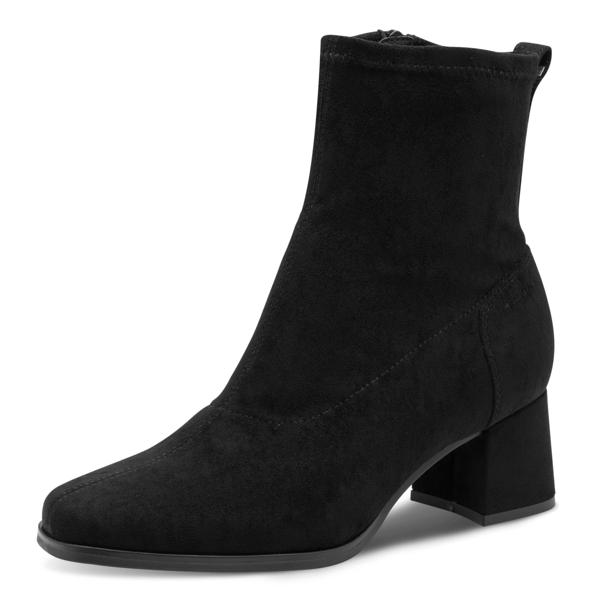 Tamaris Comfort Lilian Ankle Boots in Black, three-quarter view (SKU 8-85308-45--001)