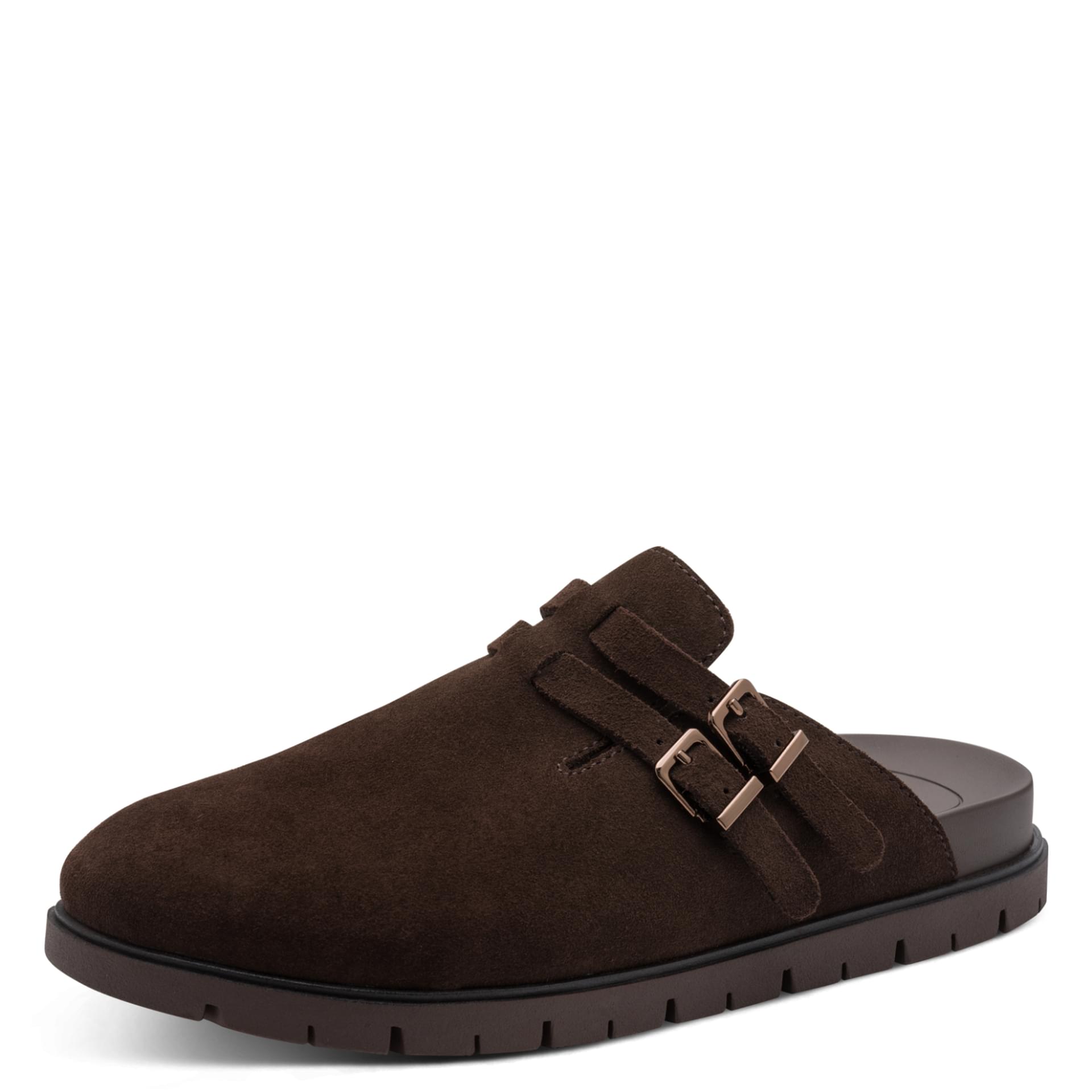 Tamaris Comfort Lola Slippers leer in Mocca, driekwartaanzicht (SKU 8-87601-46--304)