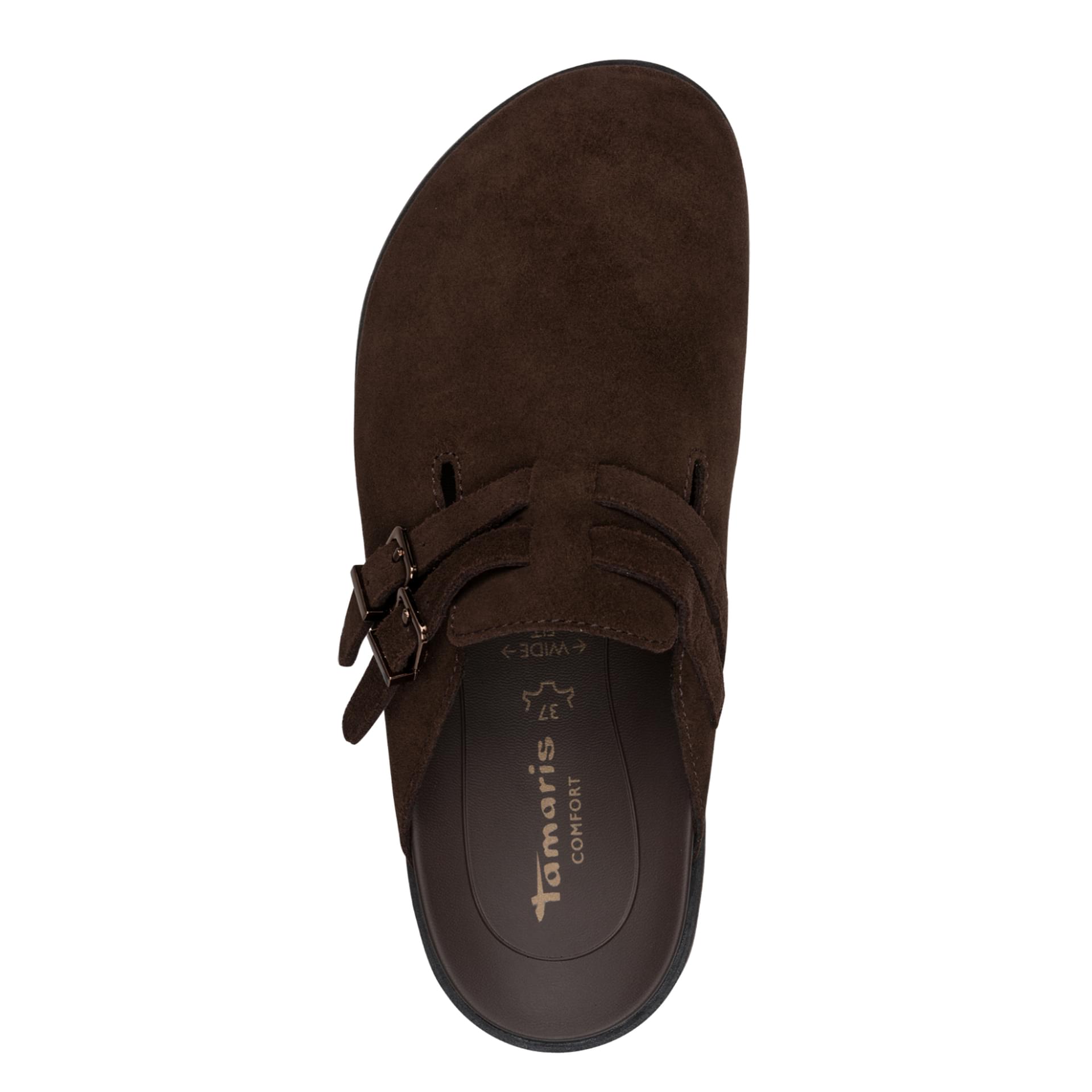 Tamaris Comfort Lola Slippers leer in Mocca, bovenaanzicht (SKU 8-87601-46--304)