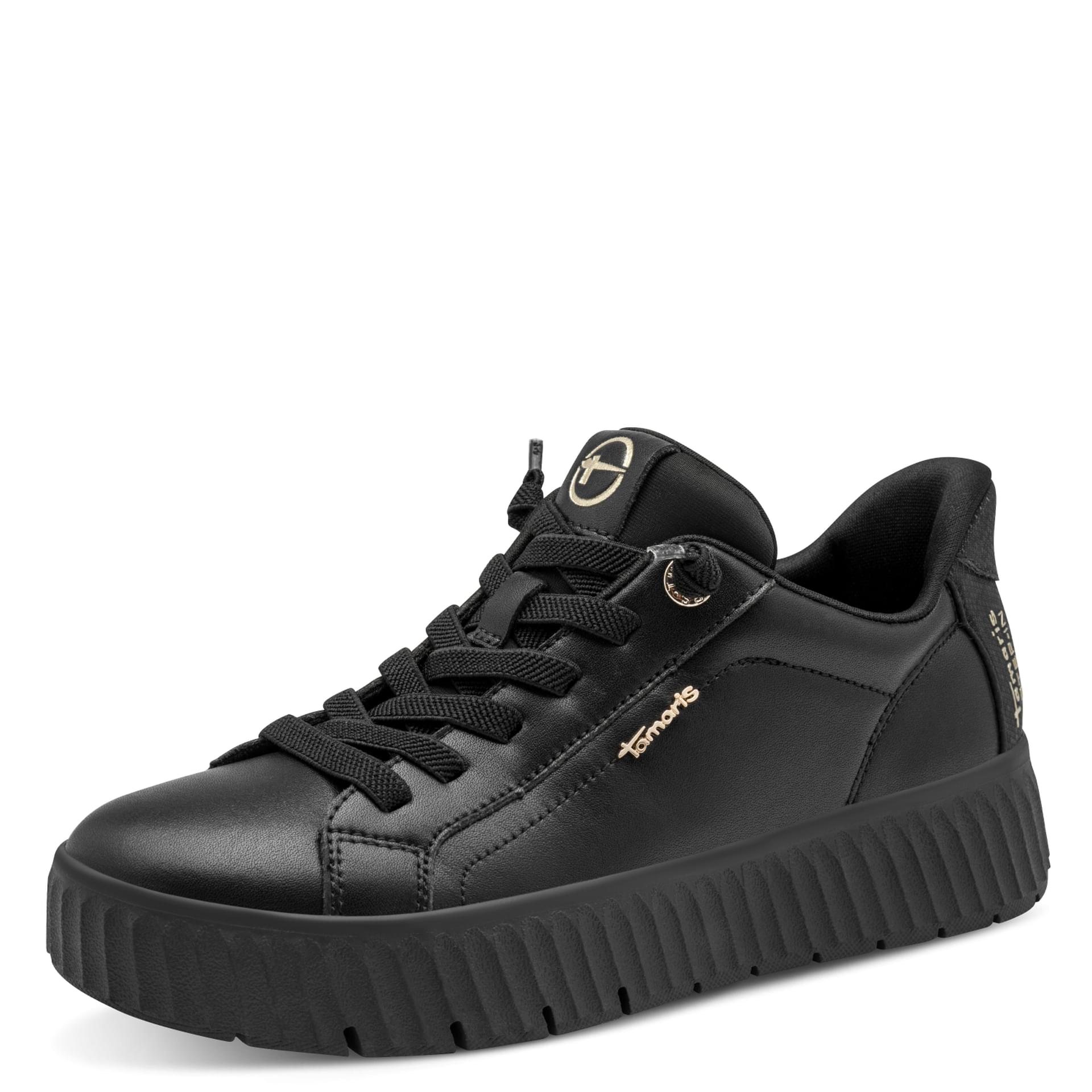 Tamaris Comfort Maya Sneakers in Black, vue trois-quarts (SKU 8-83720-45--001)