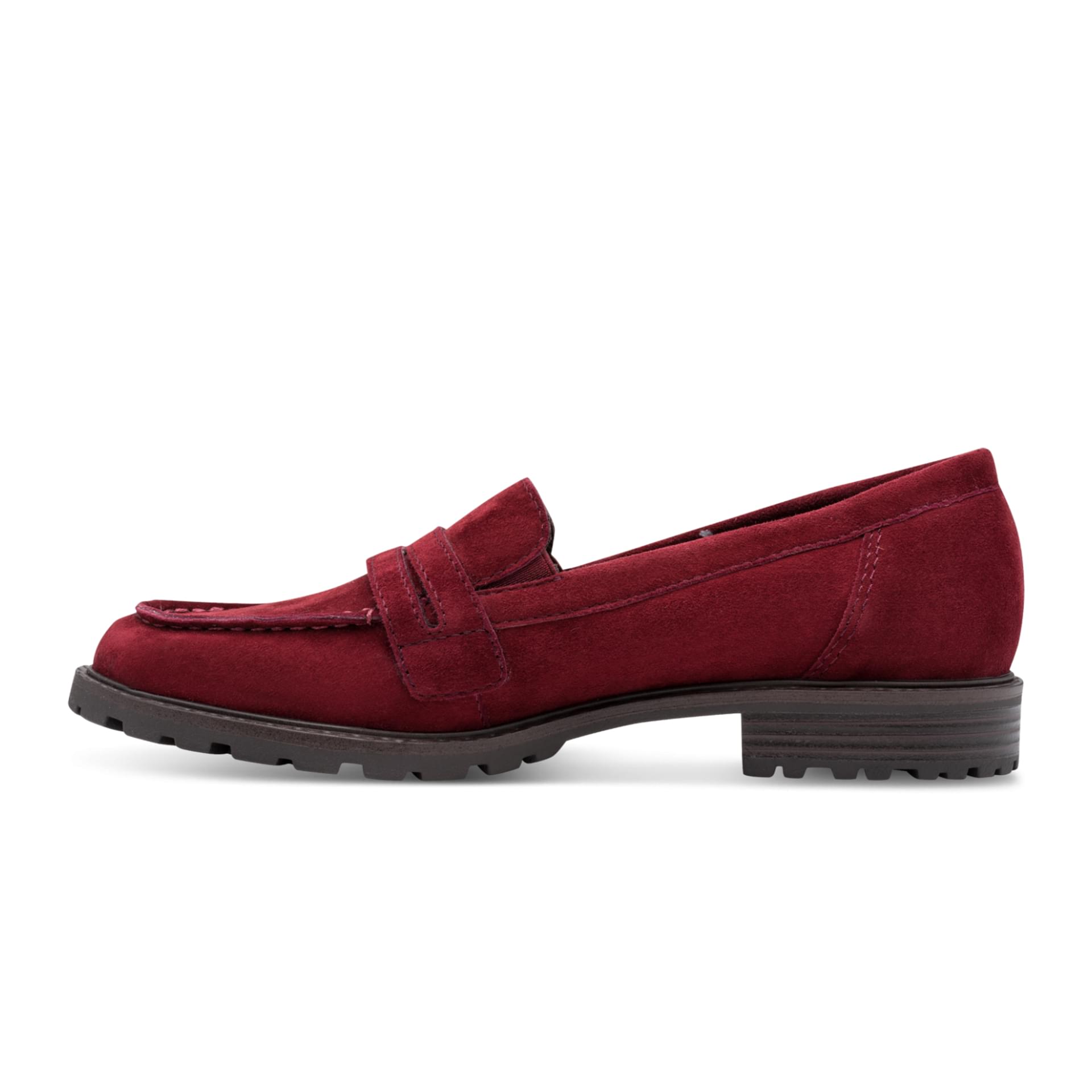 Tamaris Comfort Mayla Loafers cuir in Cranberry, côté intérieur (SKU 8-84600-47--535)