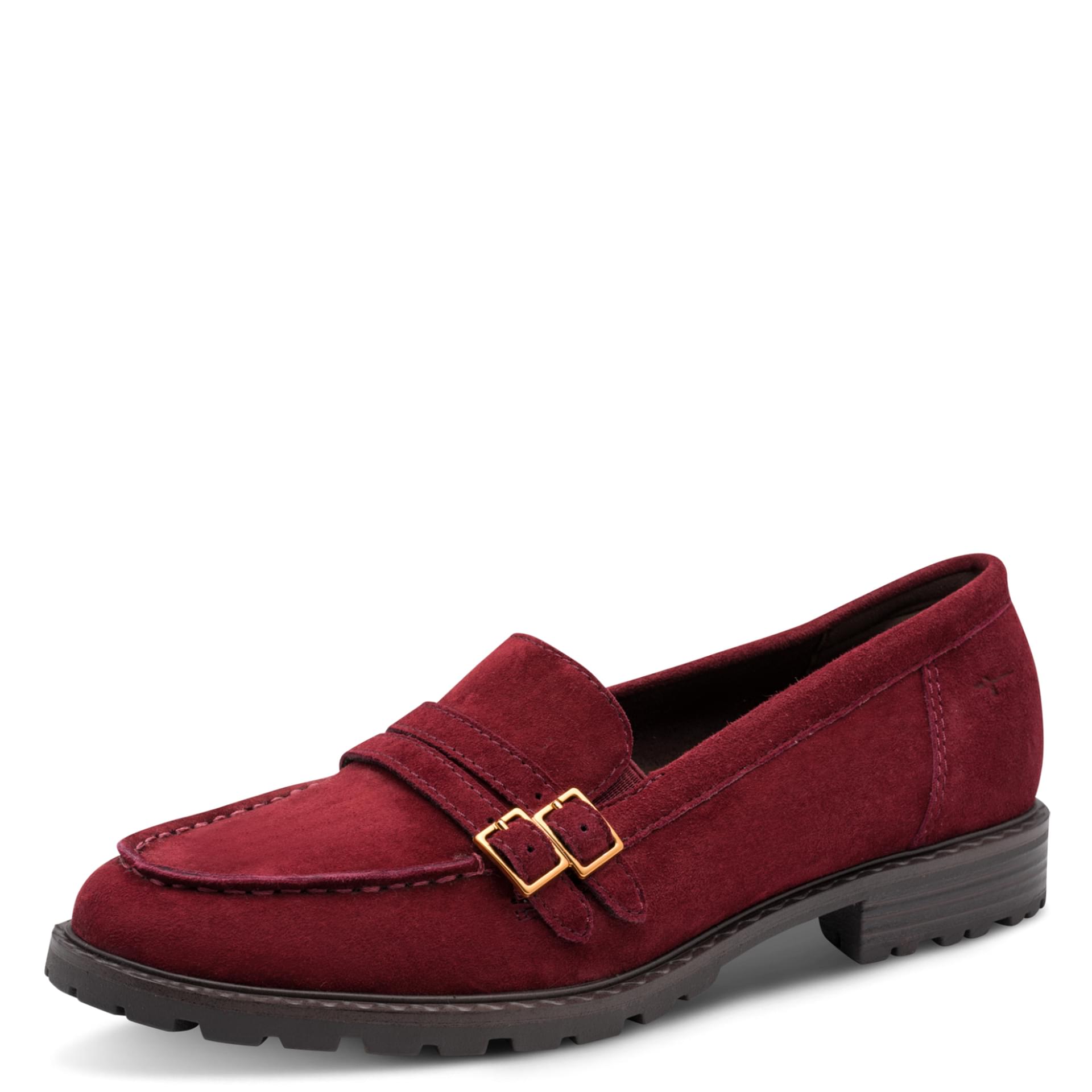 Tamaris Comfort Mayla Loafers cuir in Cranberry, vue trois-quarts (SKU 8-84600-47--535)