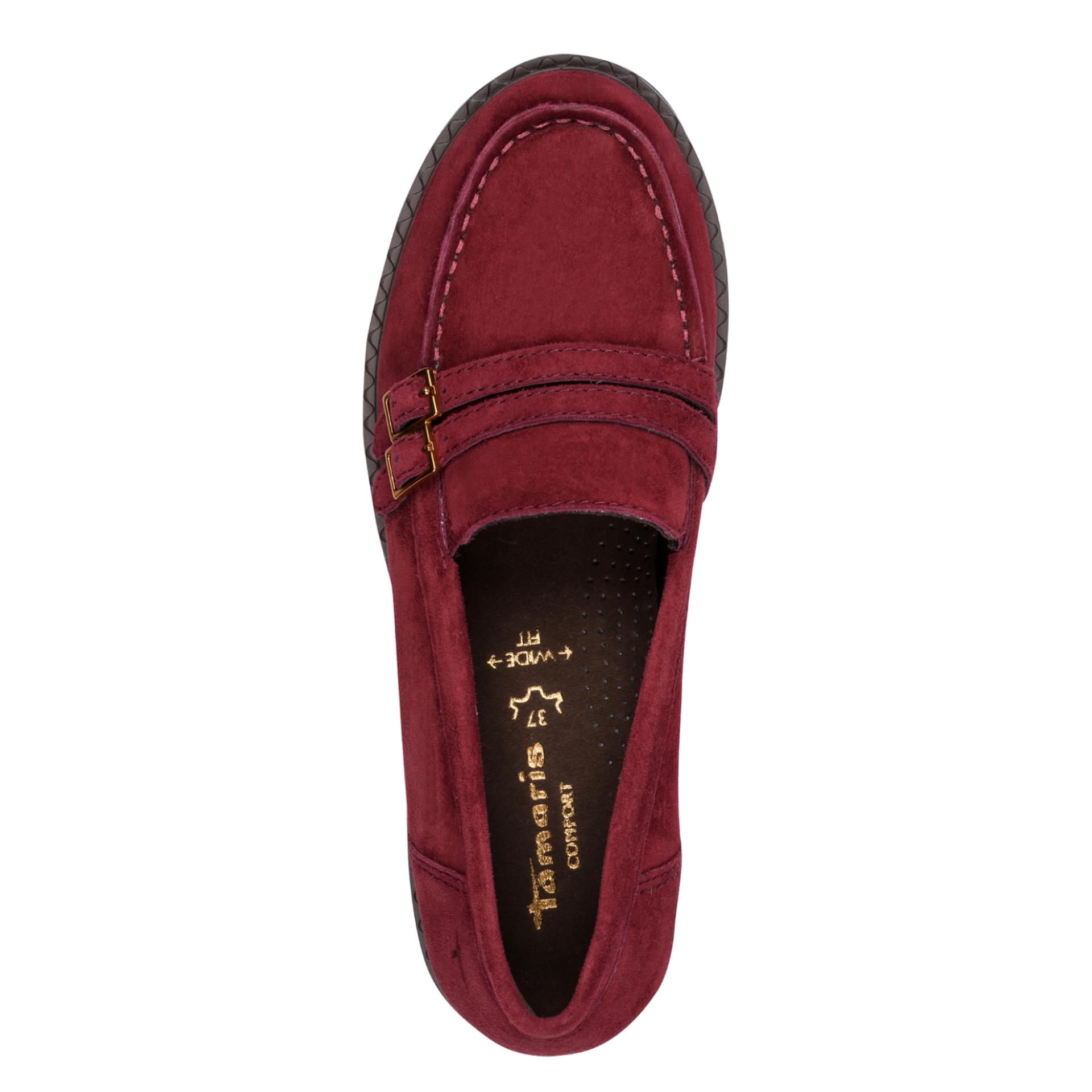 Tamaris Comfort Mayla Loafers cuir in Cranberry, vue de dessus (SKU 8-84600-47--535)