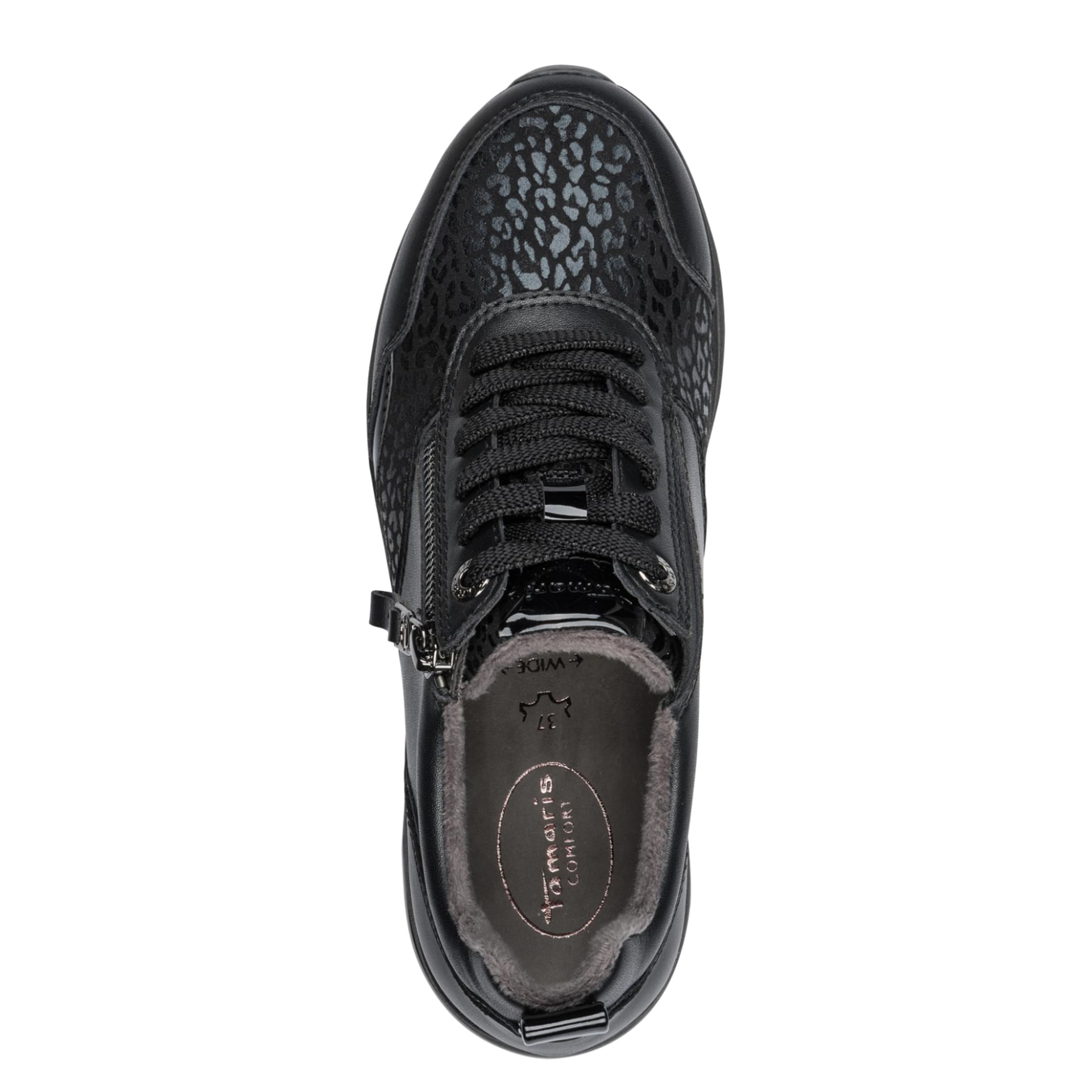 Tamaris Comfort Milana Sneakers in Black Nappa, bovenaanzicht (SKU 8-83714-43--022)