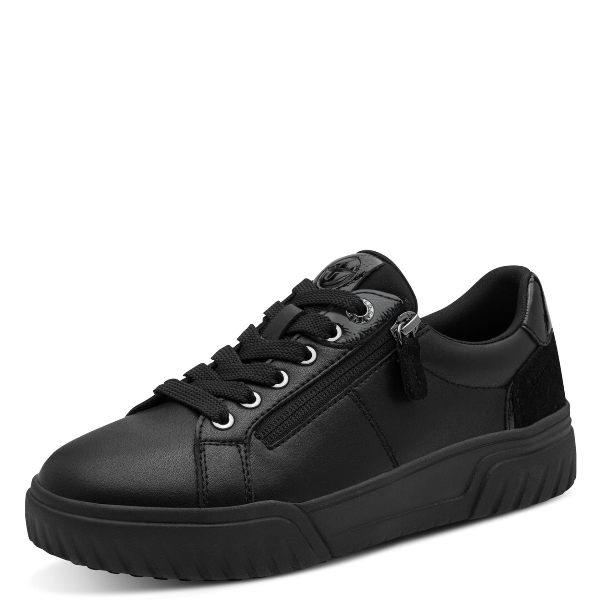 Tamaris Comfort Milly Sneakers in Black, three-quarter view (SKU 8-83701-47--001)