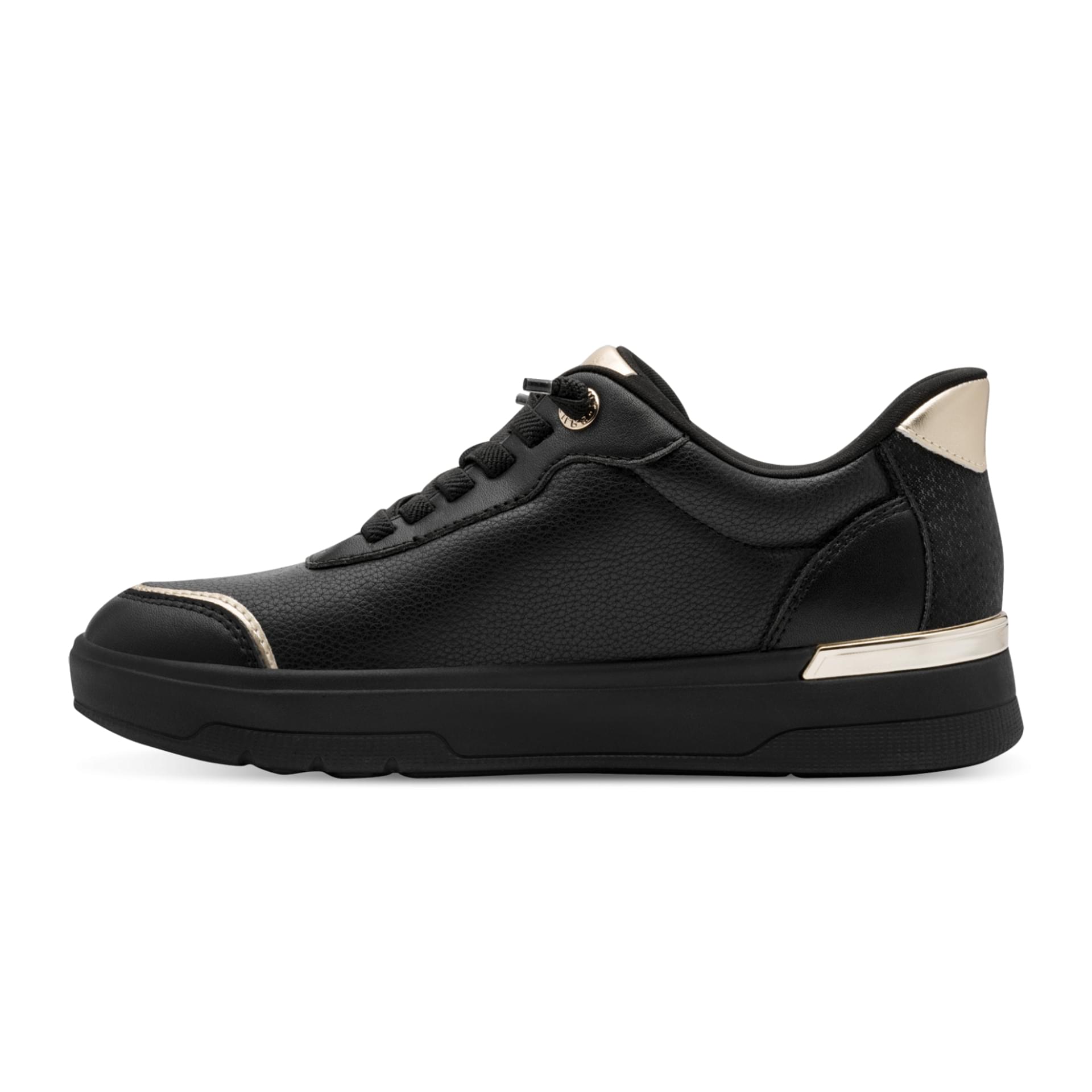 Tamaris Comfort Milly Sneakers in Black/Gold, côté intérieur (SKU 8-83739-46--097)