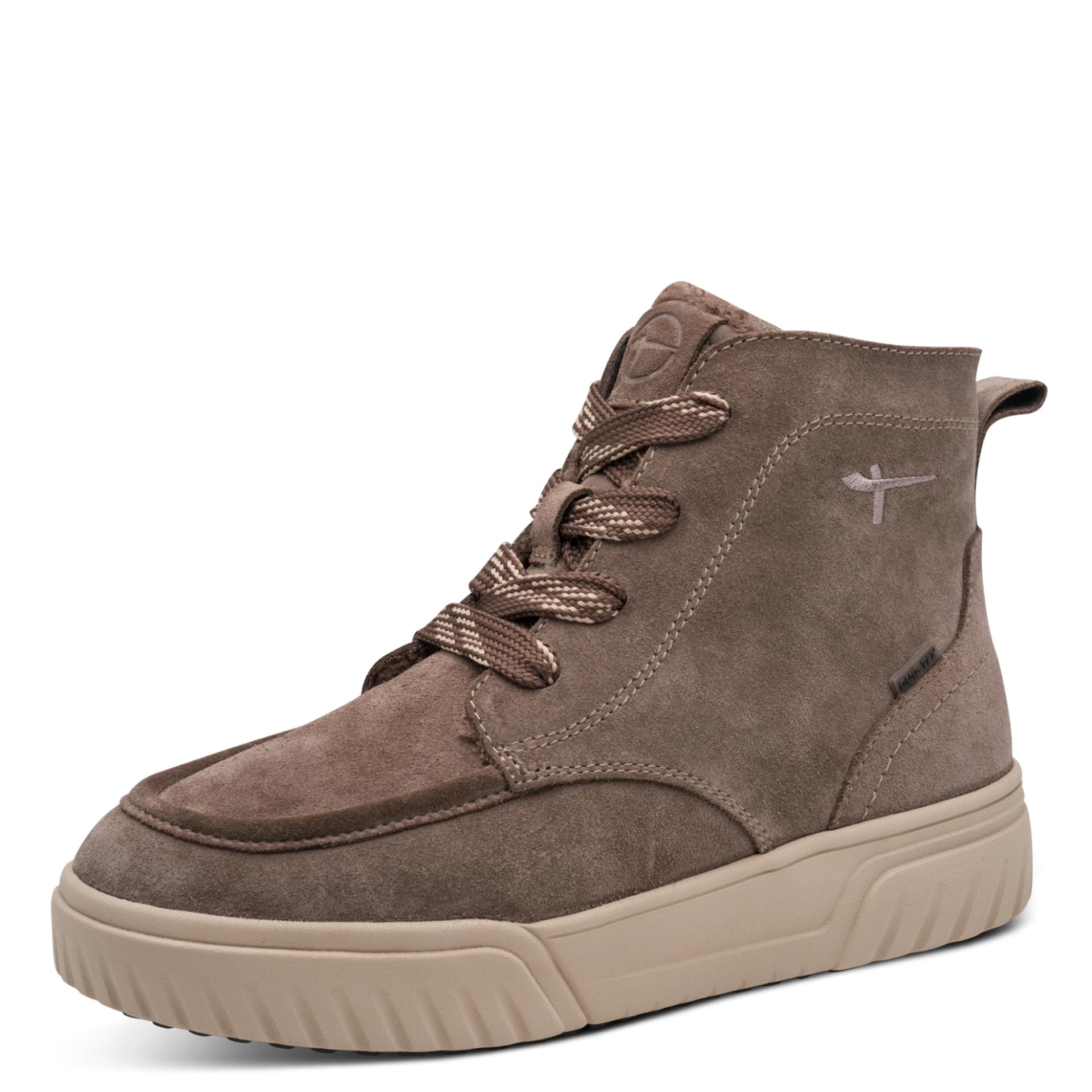 Tamaris Comfort Milly Ankle Boots leather in Mushroom, three-quarter view (SKU 8-86202-47--244)