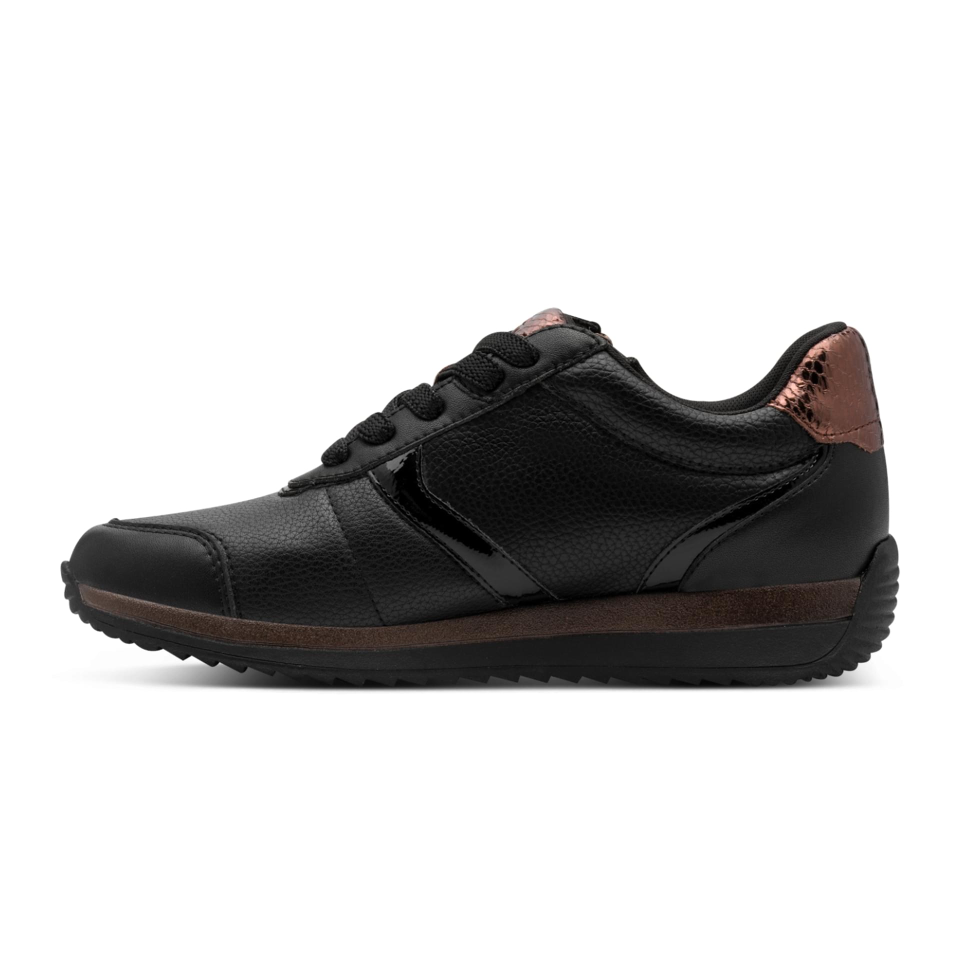 Tamaris Comfort Mona Sneakers in Black/Copper, côté intérieur (SKU 8-83734-46--099)