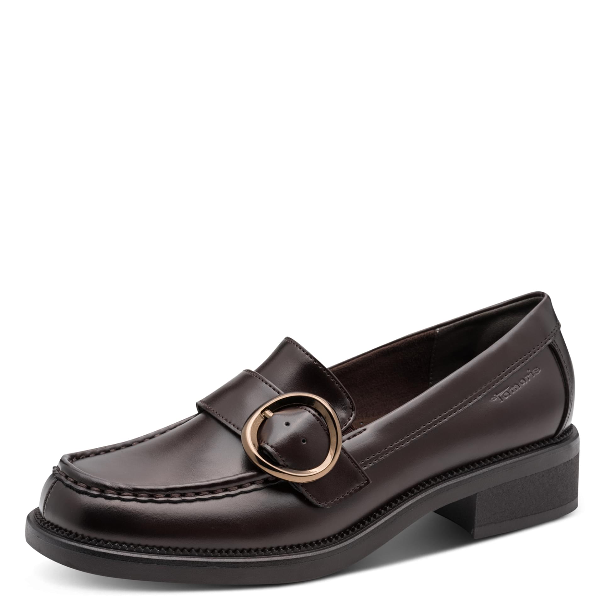 Tamaris Comfort Nana Slippers in Mocca Box, three-quarter view (SKU 8-84705-47--354)
