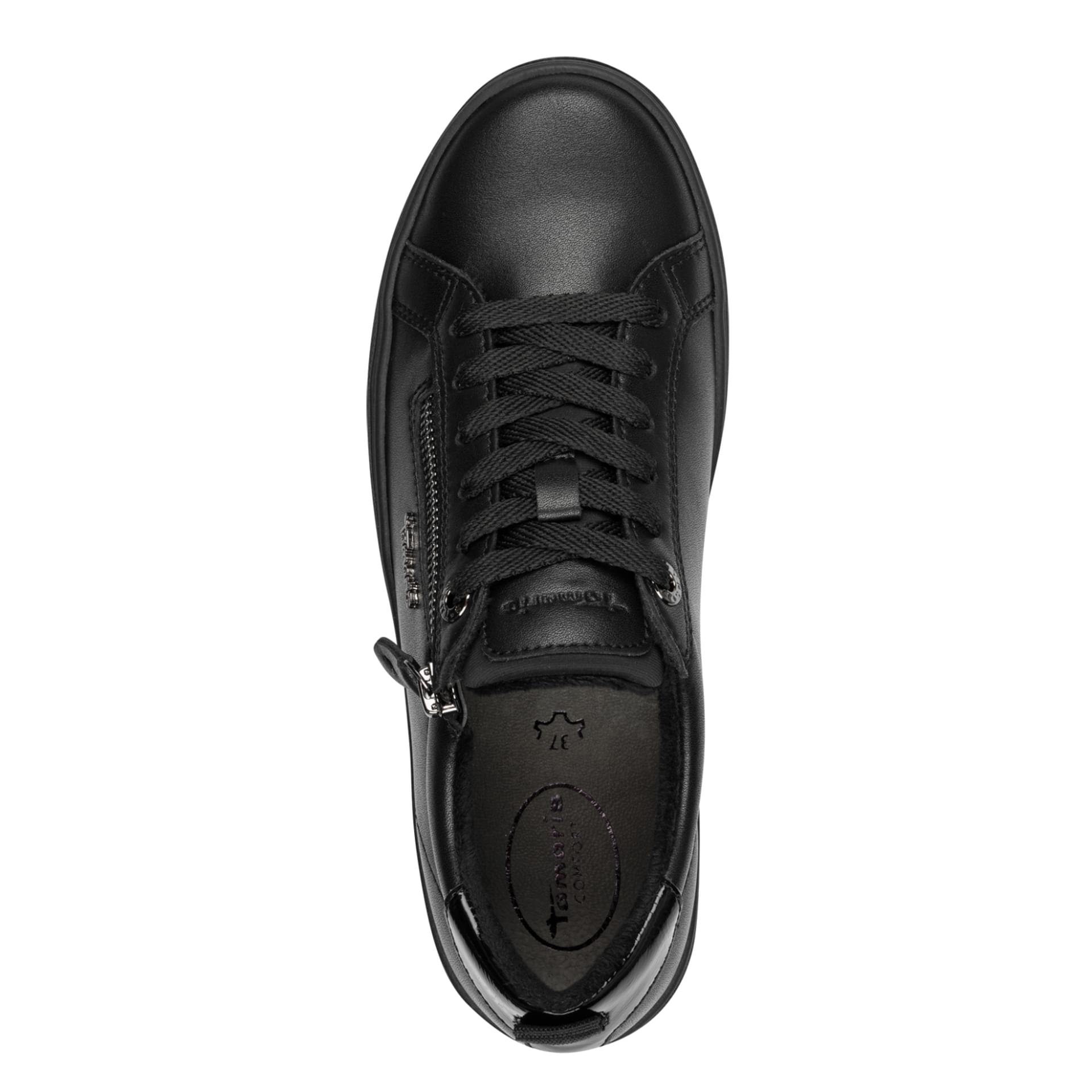 Tamaris Comfort Patrizia Sneakers in Black Nappa, bovenaanzicht (SKU 8-83707-42--022)