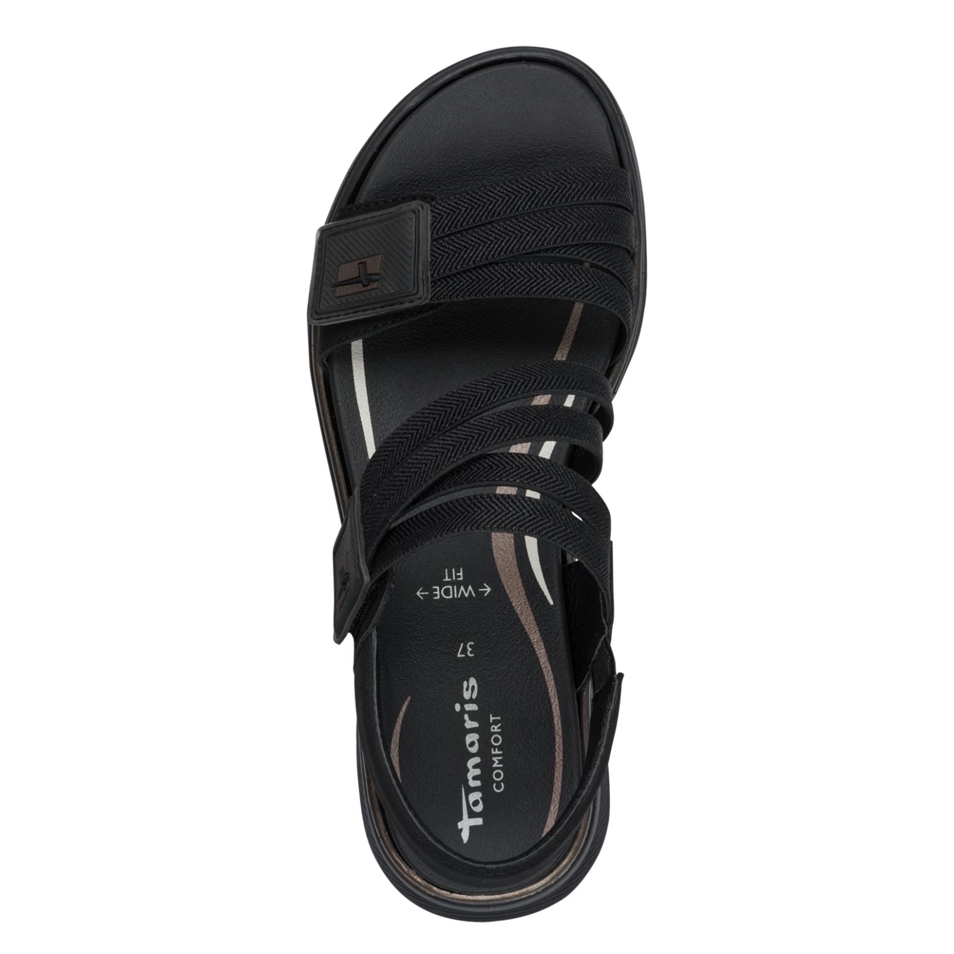 Tamaris Comfort Polly Sandalen in Black, bovenaanzicht (SKU 8-88734-46--001)