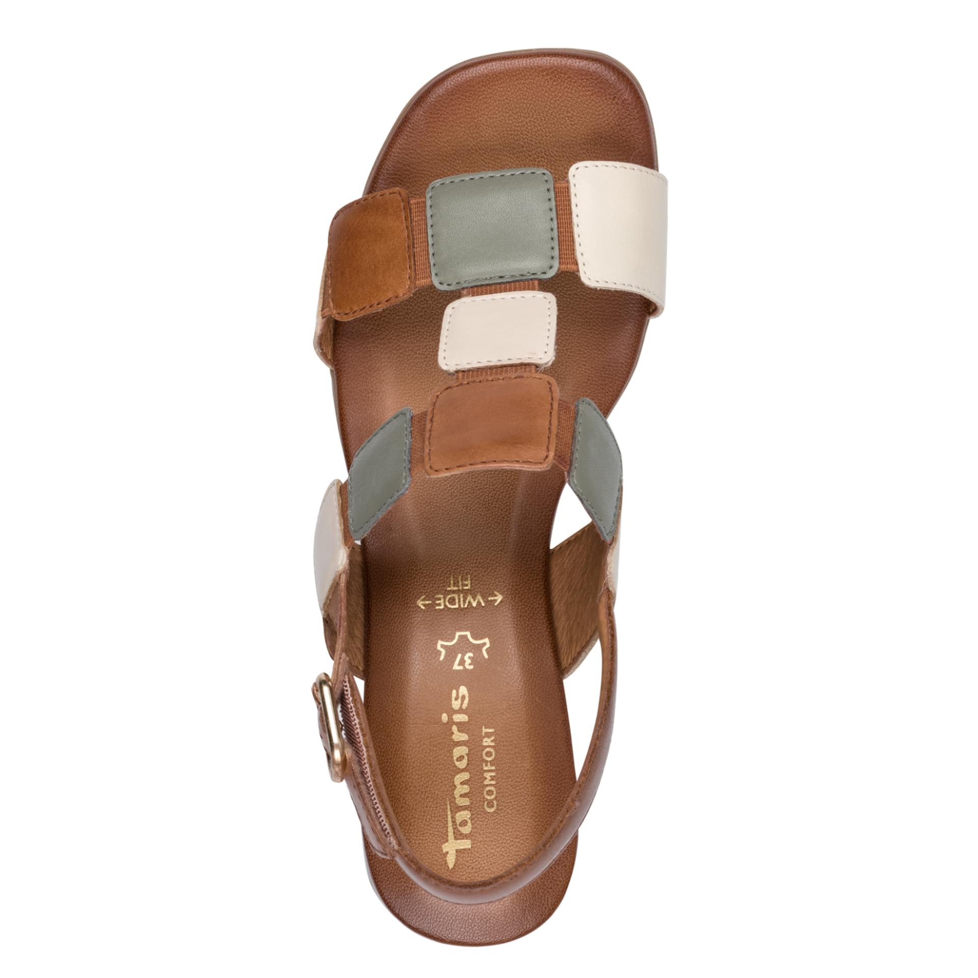 Tamaris Comfort Rosalie Sandals in Sage Comb, top view (SKU 8-88203-42--798)