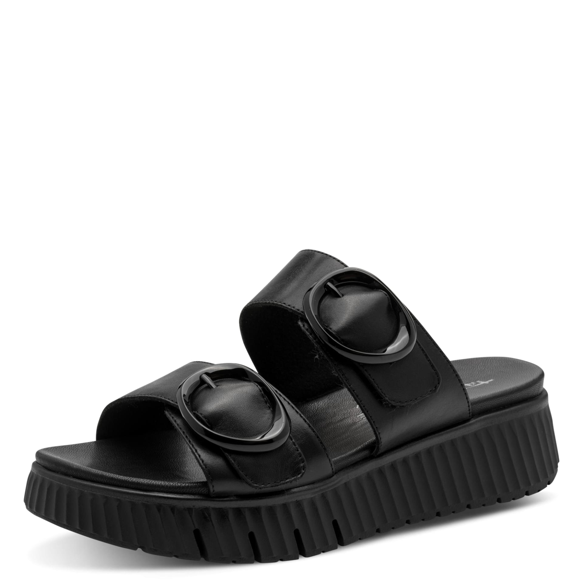 Tamaris Comfort Tessa Instappers in Black, driekwartaanzicht (SKU 8-87217-46--001)