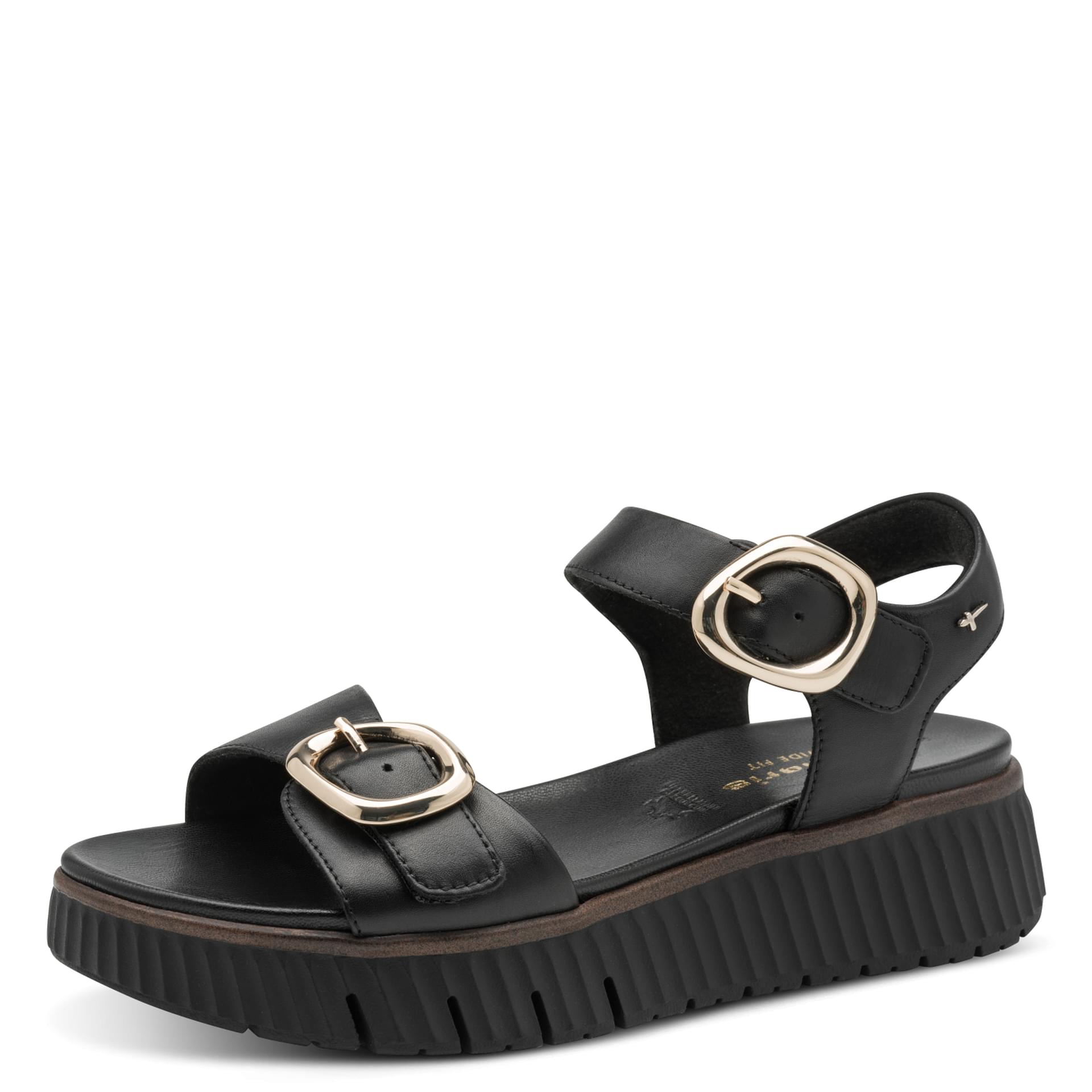 Tamaris Comfort Tessa Sandales in Black, vue trois-quarts (SKU 8-88721-44--001)