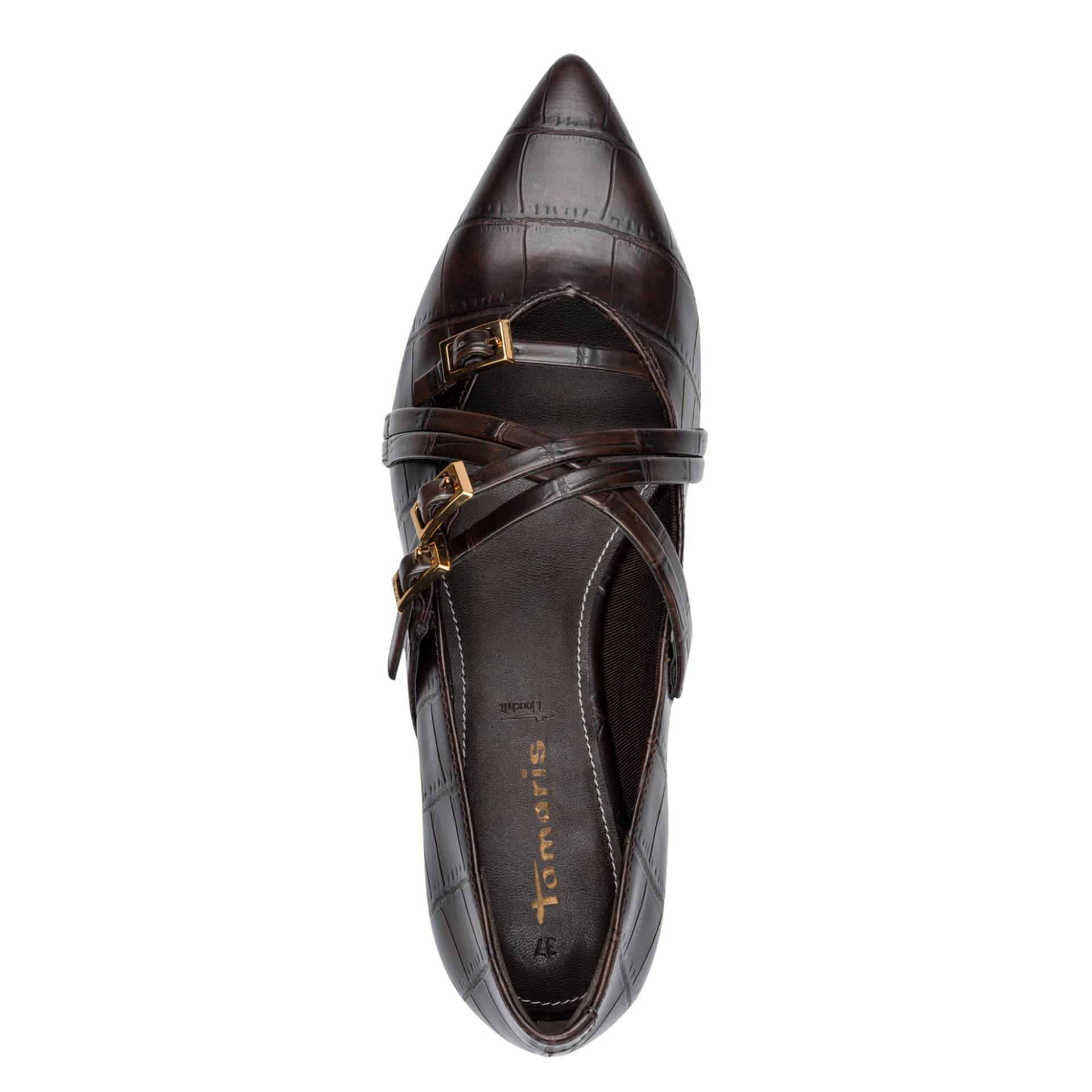 Tamaris Abril Ballerinas in Mocca Croco, top view (SKU 1-22160-45--396)