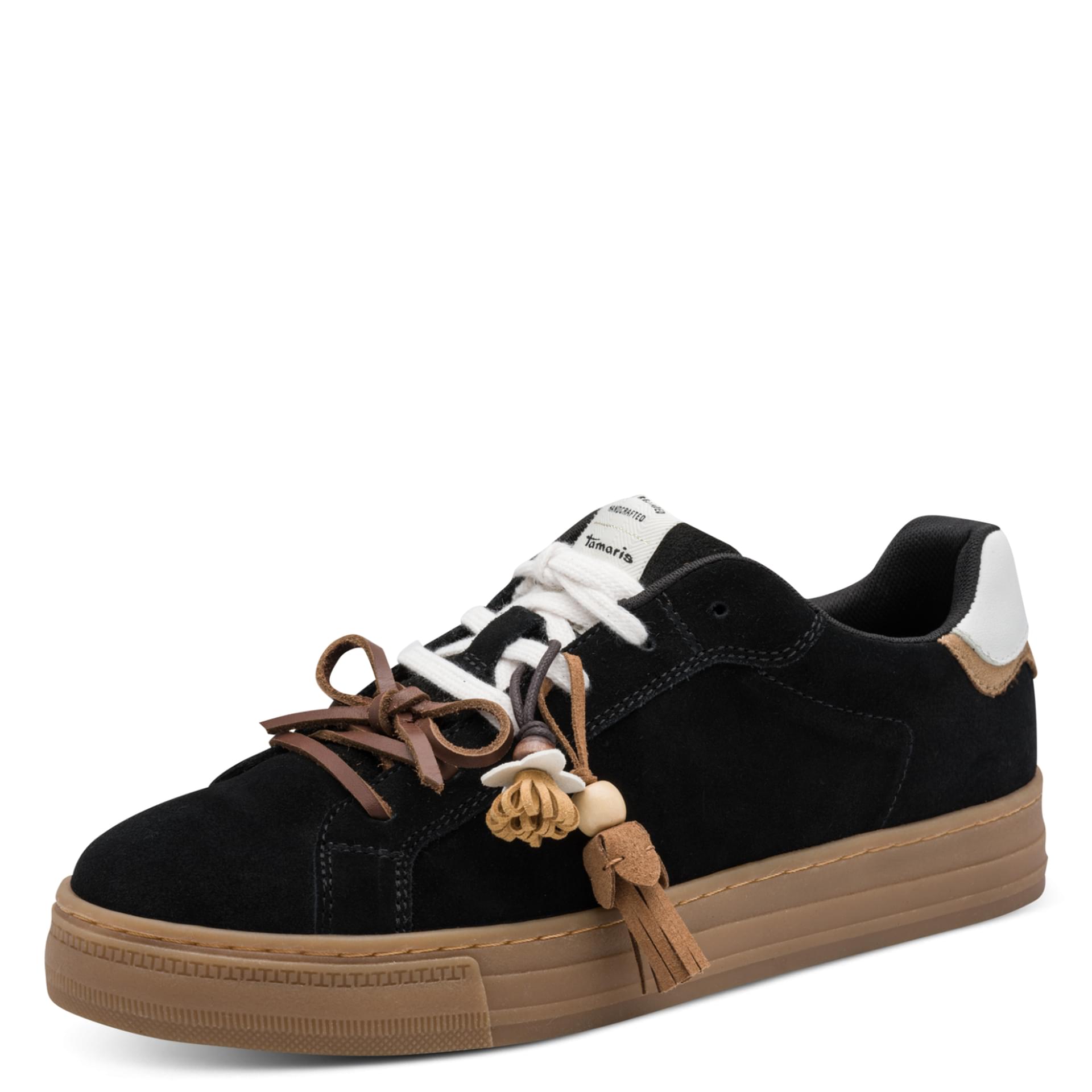 Tamaris Alexia Sneakers leather in Black, three-quarter view (SKU 1-23708-47--001)
