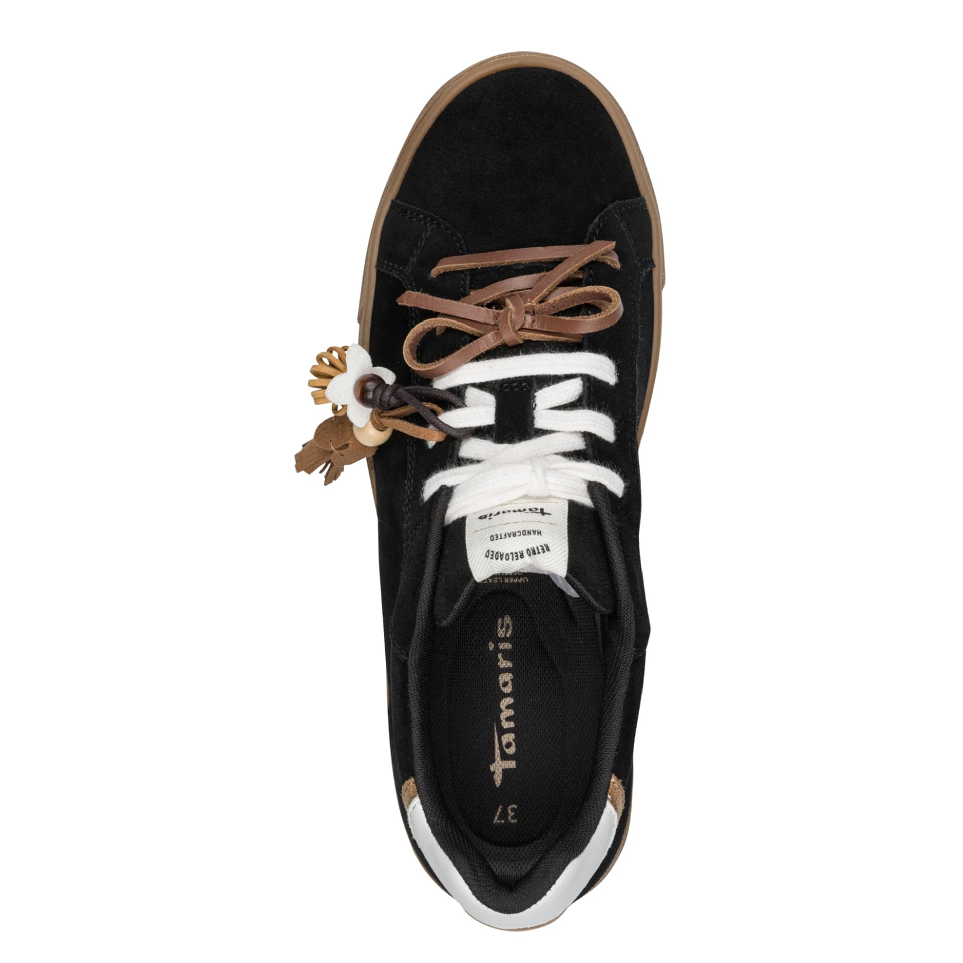 Tamaris Alexia Sneakers leather in Black, top view (SKU 1-23708-47--001)