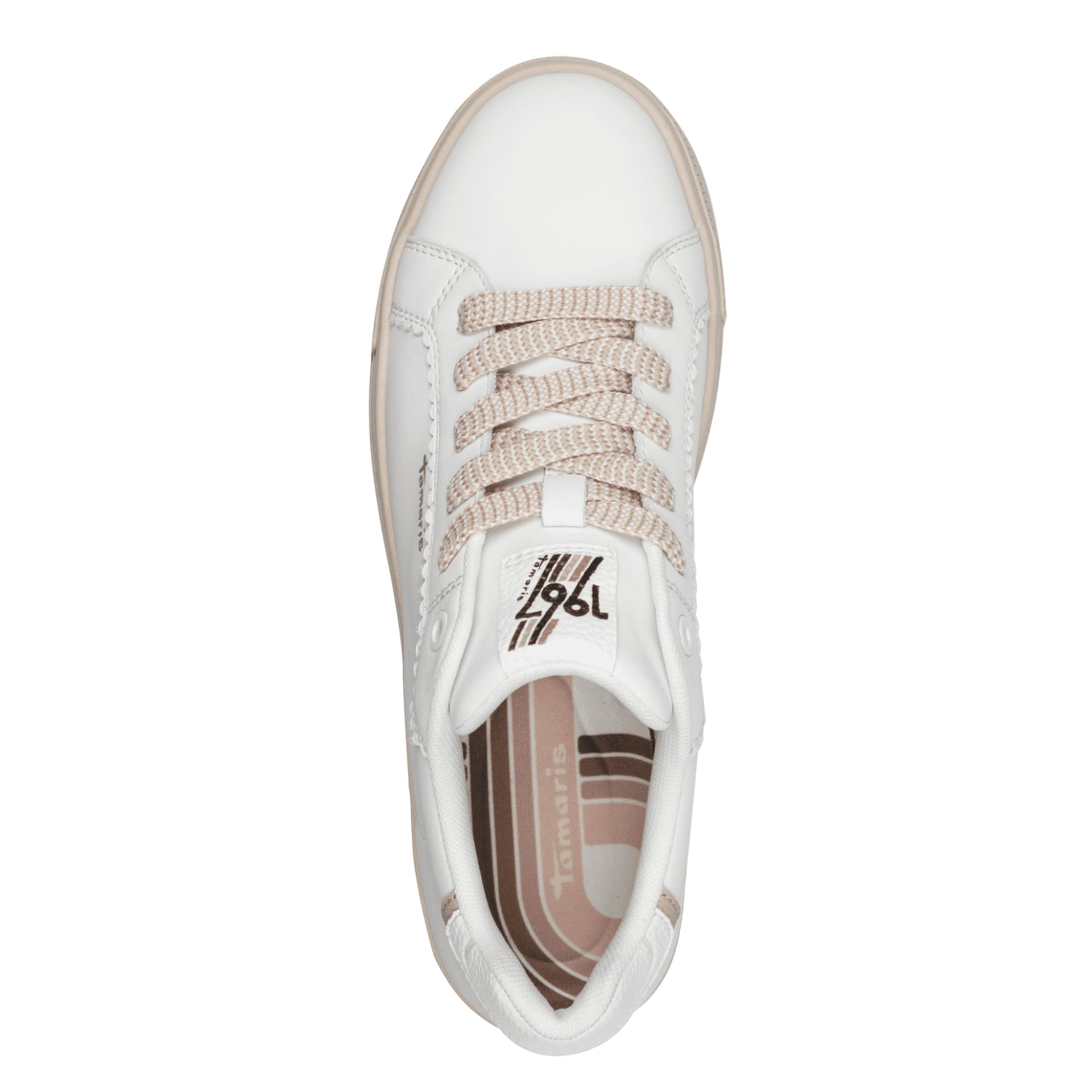 Tamaris Alexia Baskets in White Leather, vue de dessus (SKU 1-23730-47--117)