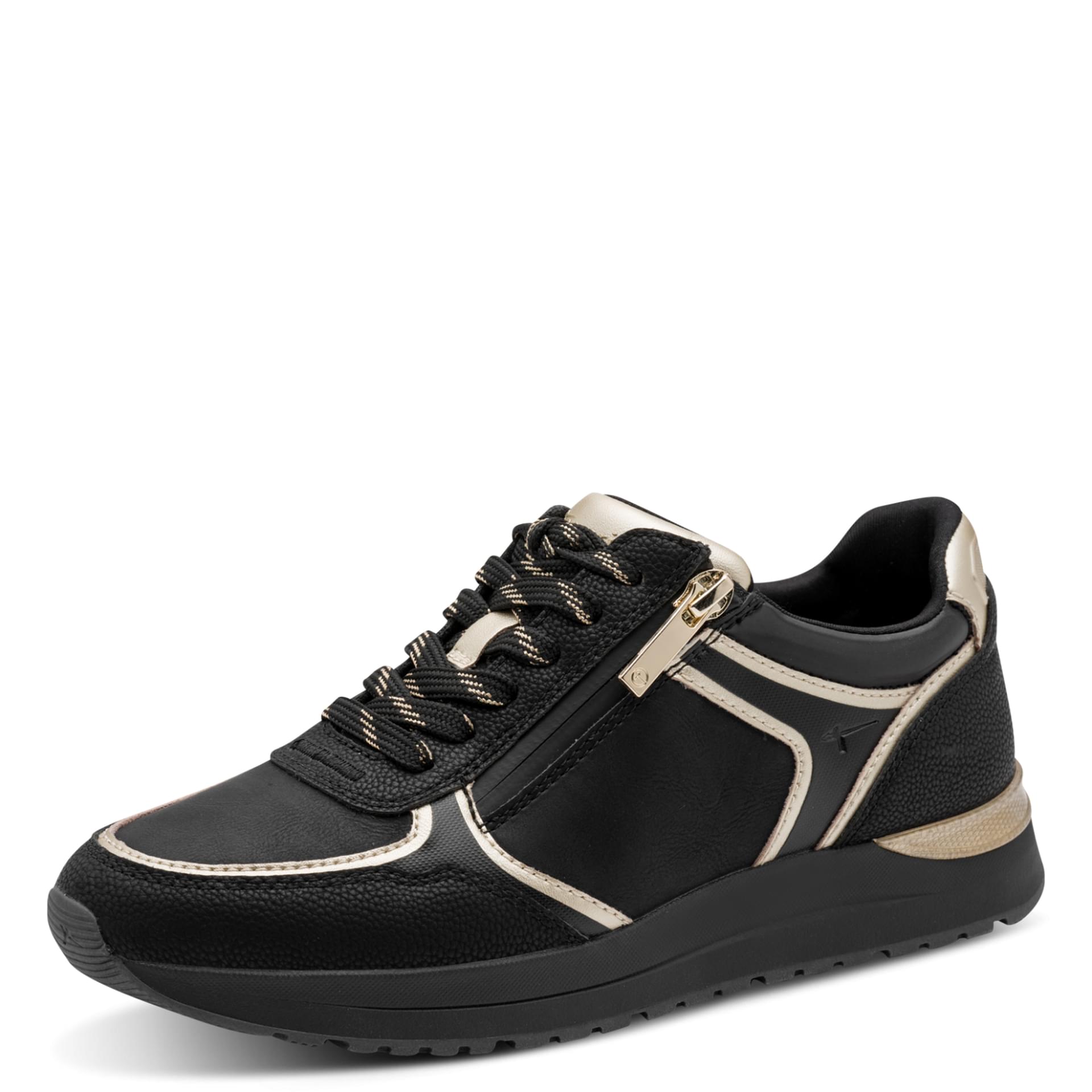 Tamaris Almina Sneakers in Black Comb, driekwartaanzicht (SKU 1-23734-47--098)