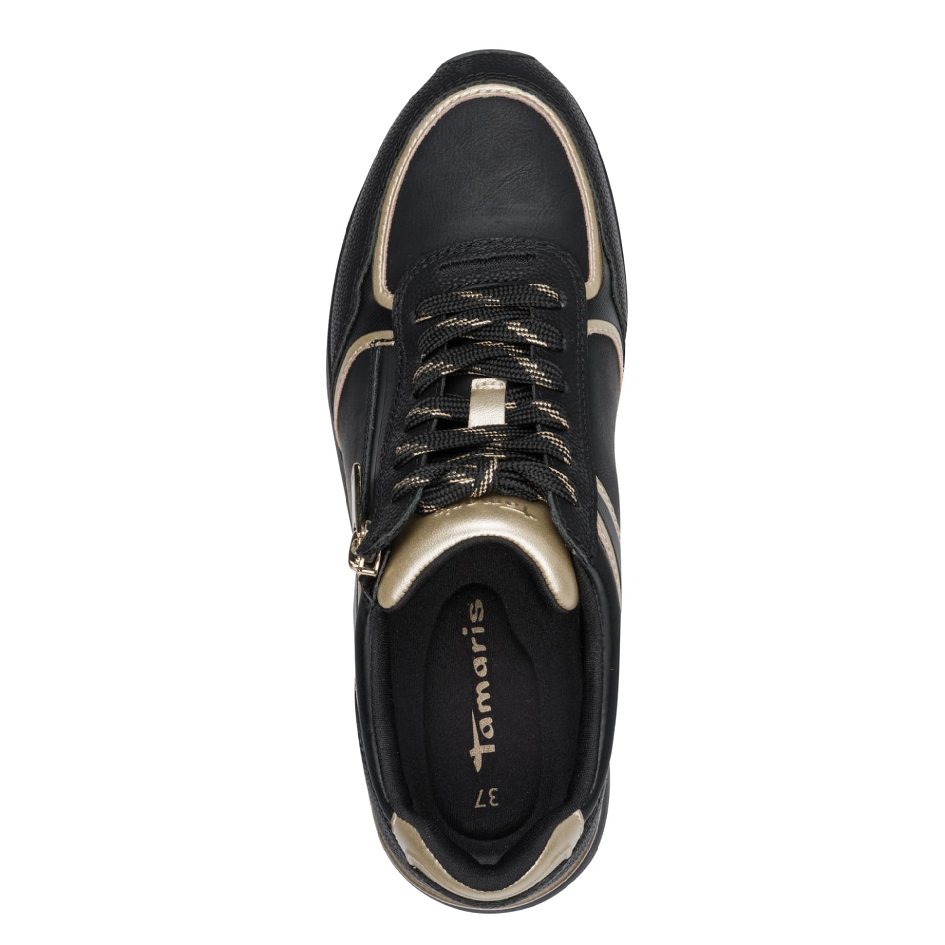Tamaris Almina Sneakers in Black Comb, bovenaanzicht (SKU 1-23734-47--098)