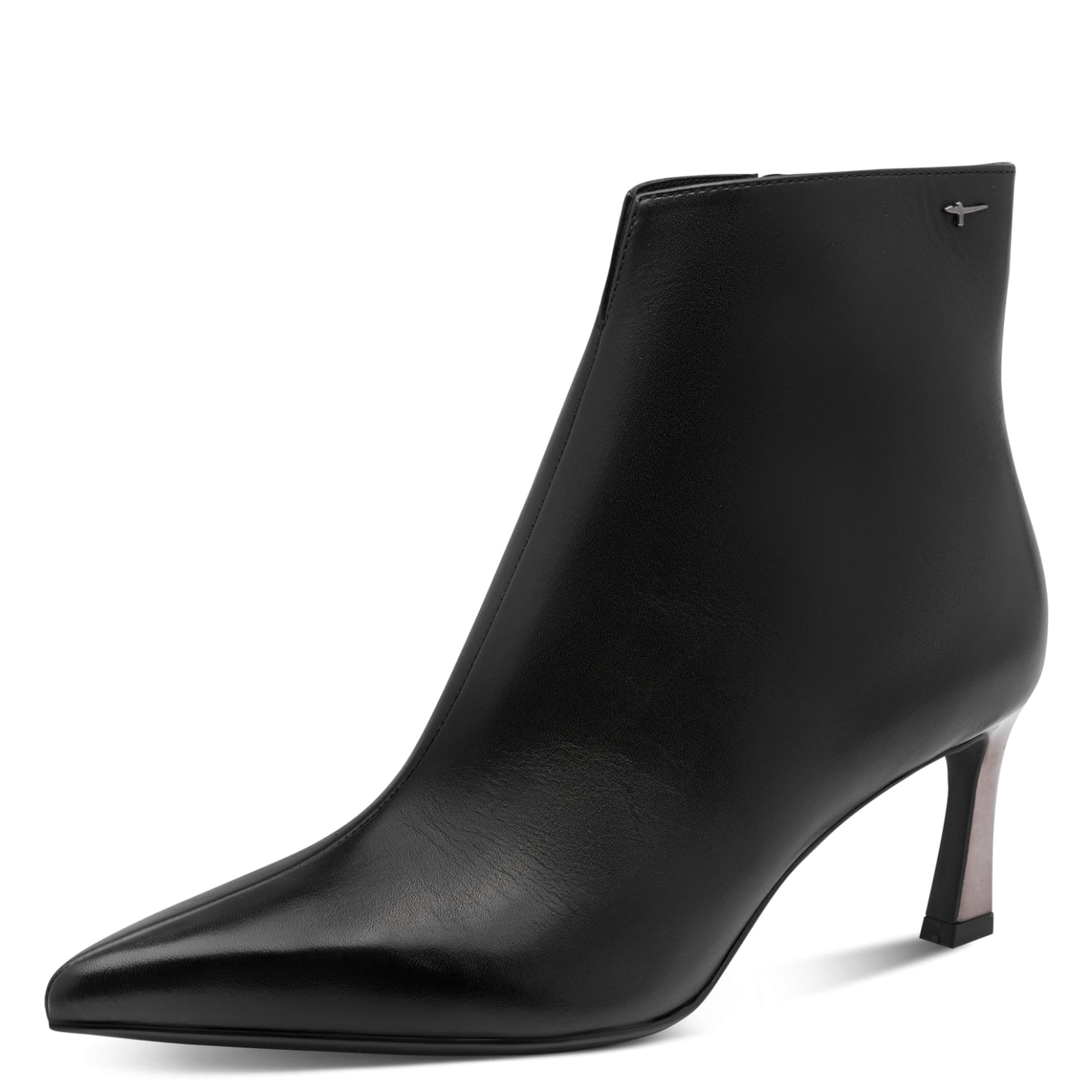 Tamaris Aquila Enkellaarsjes leer in Black, driekwartaanzicht (SKU 1-25320-47--001)