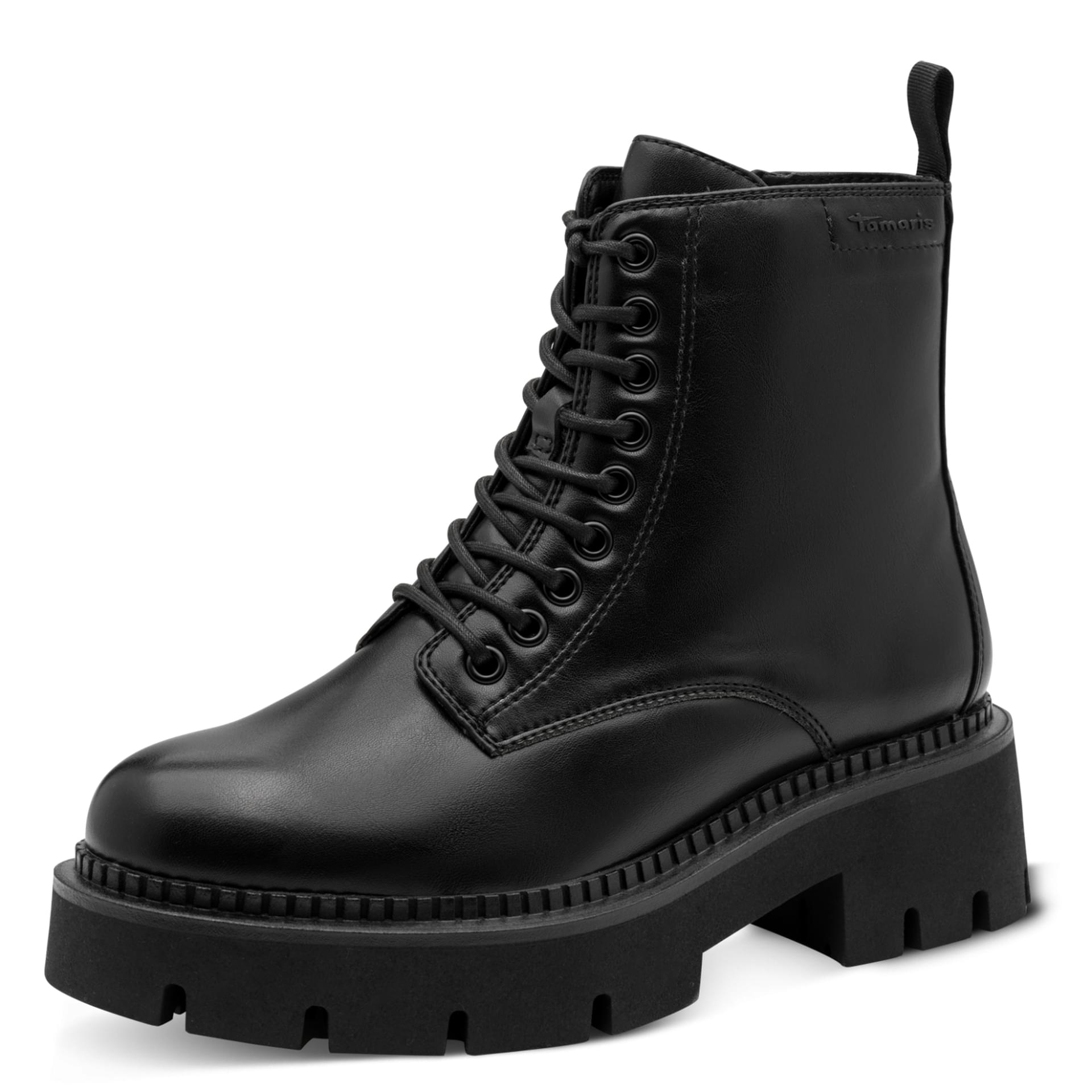 Tamaris Arlette Ankle Boots in Black, three-quarter view (SKU 1-25254-47--001)