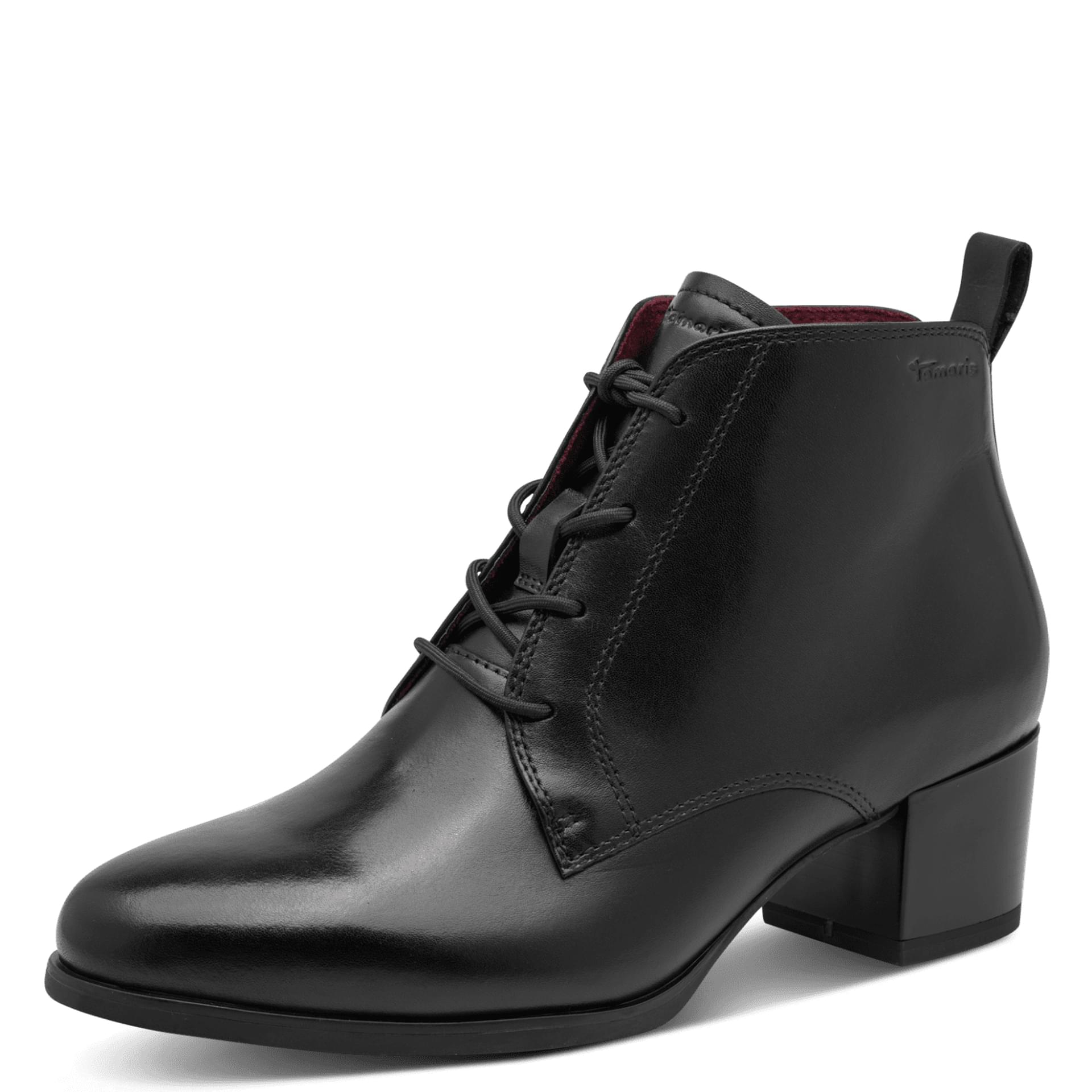 Tamaris Augusti Ankle Boots leather in Black, three-quarter view (SKU 1-25131-43--001)