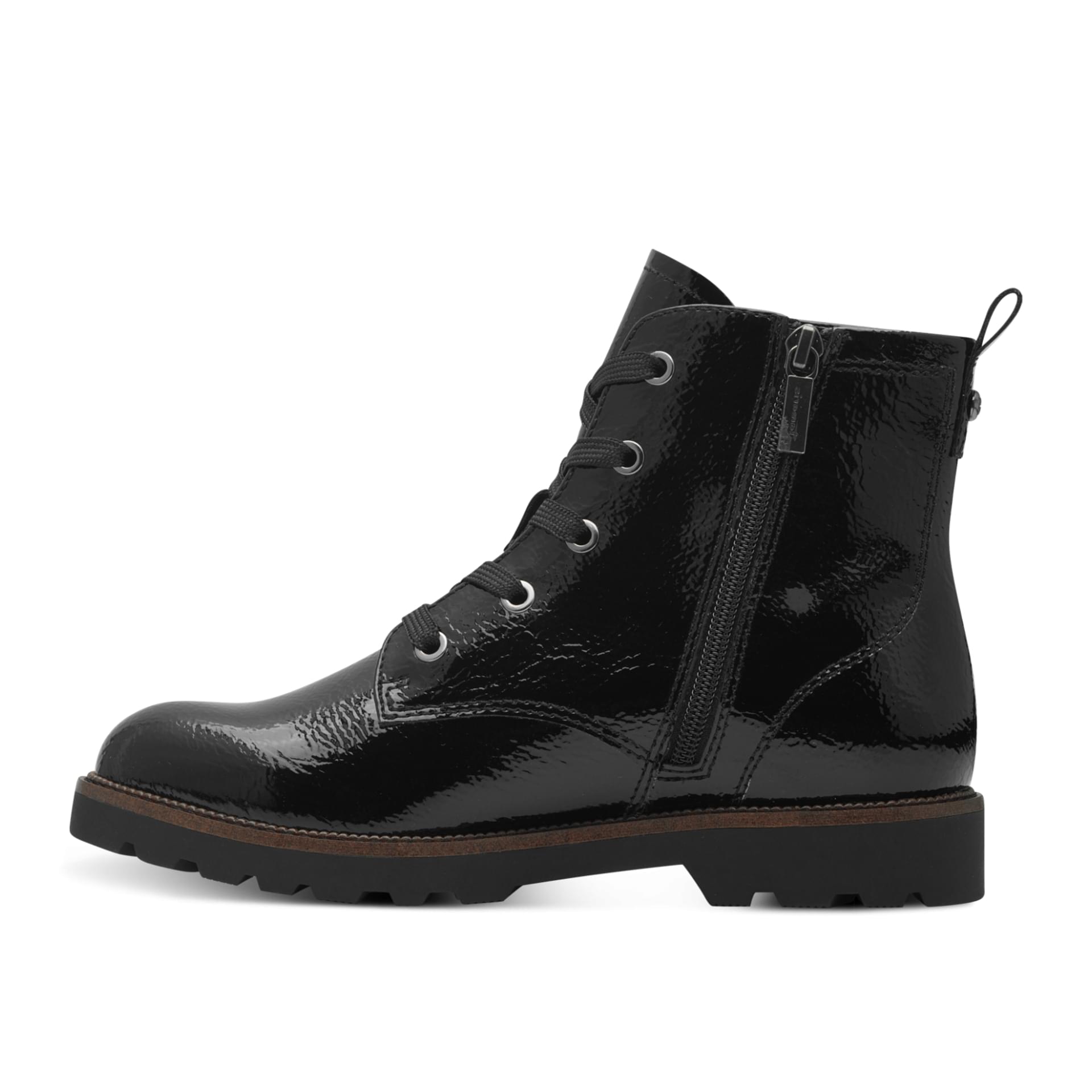 Tamaris Badam Enkellaarsjes 1-25261-43 in Black Patent