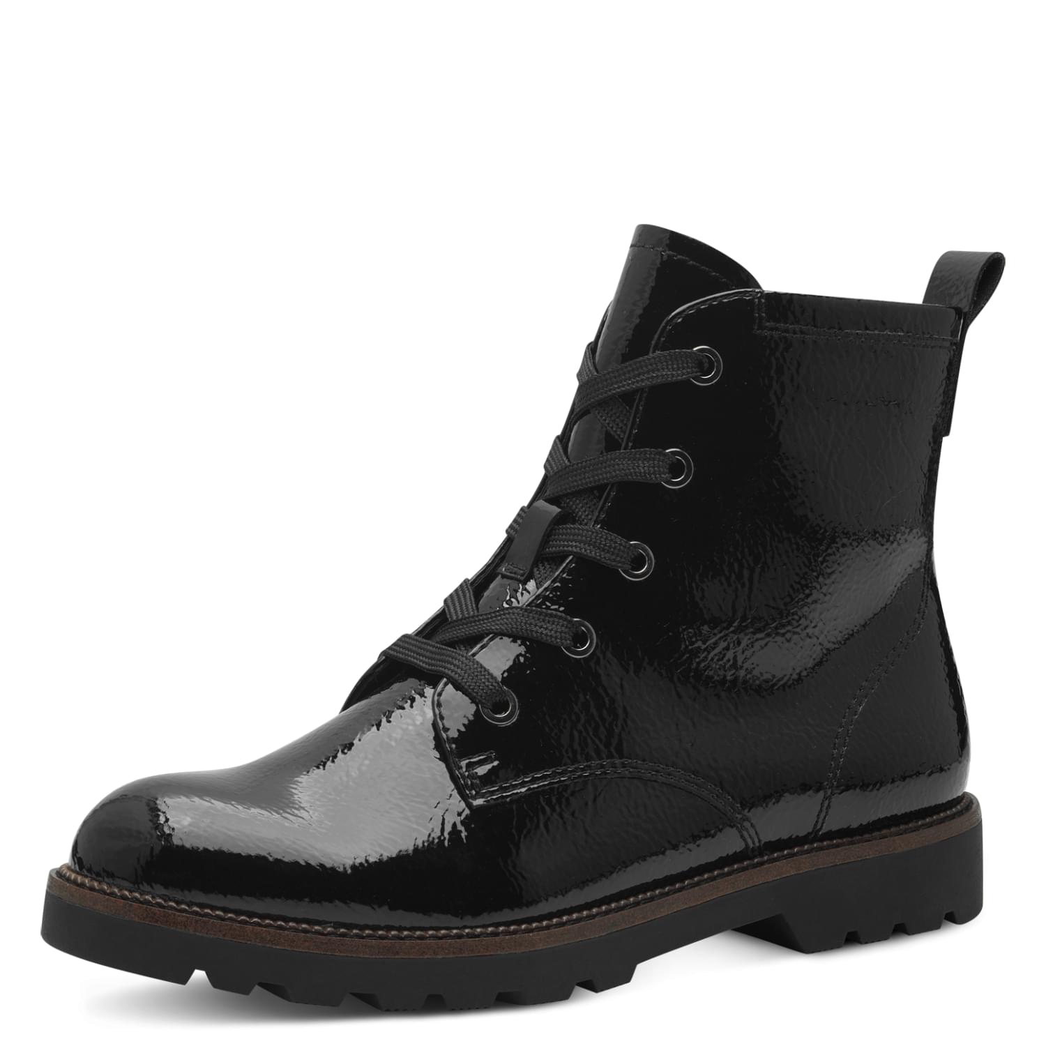 Tamaris Badam Enkellaarsjes 1-25261-43 in Black Patent