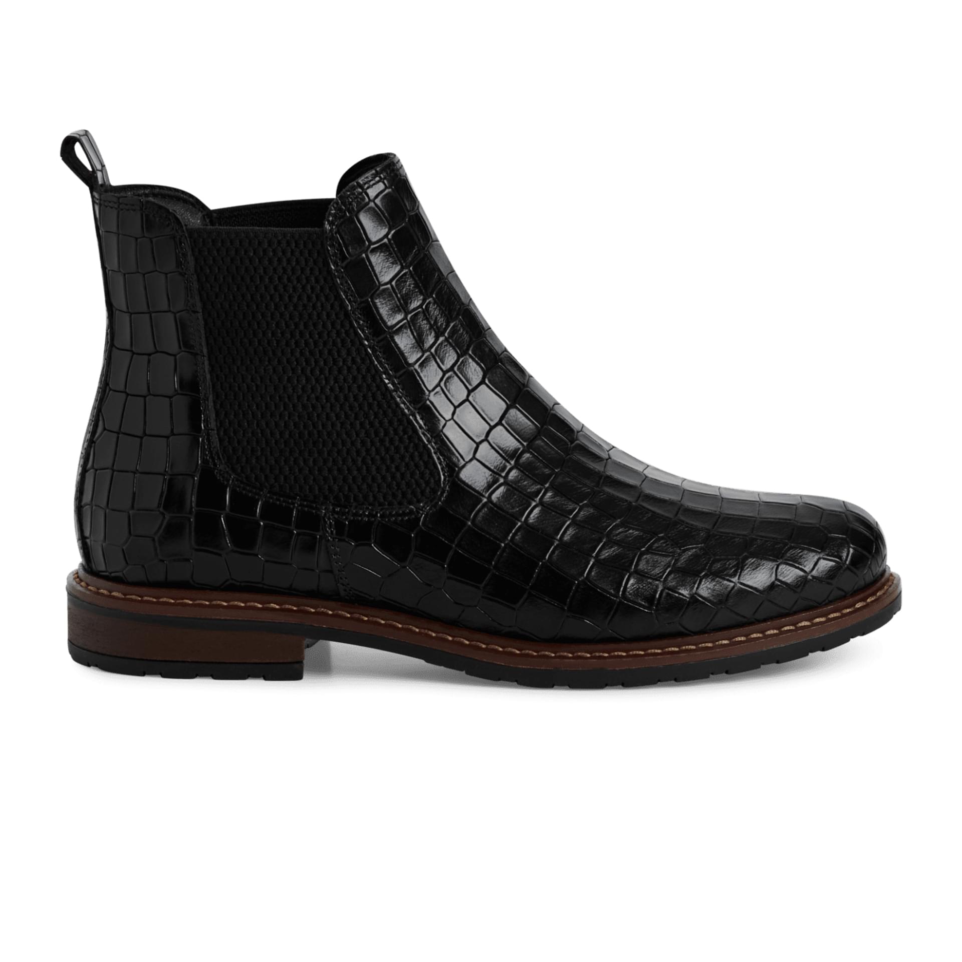 Tamaris Belin Chelsea Boots 1-25056-41 in Blk Lea. Croco