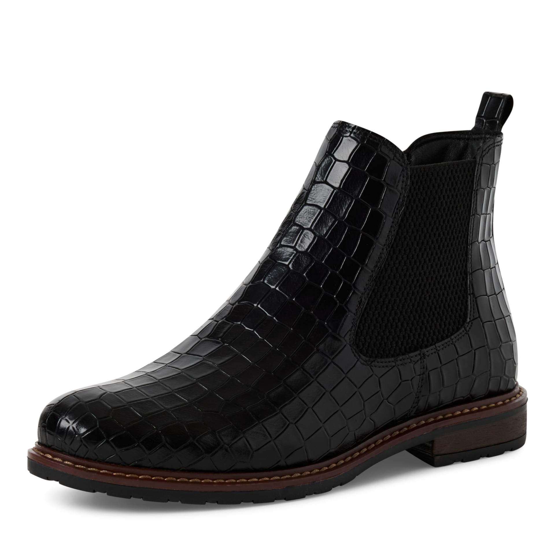 Tamaris Belin Chelsea Boots 1-25056-41 in Blk Lea. Croco