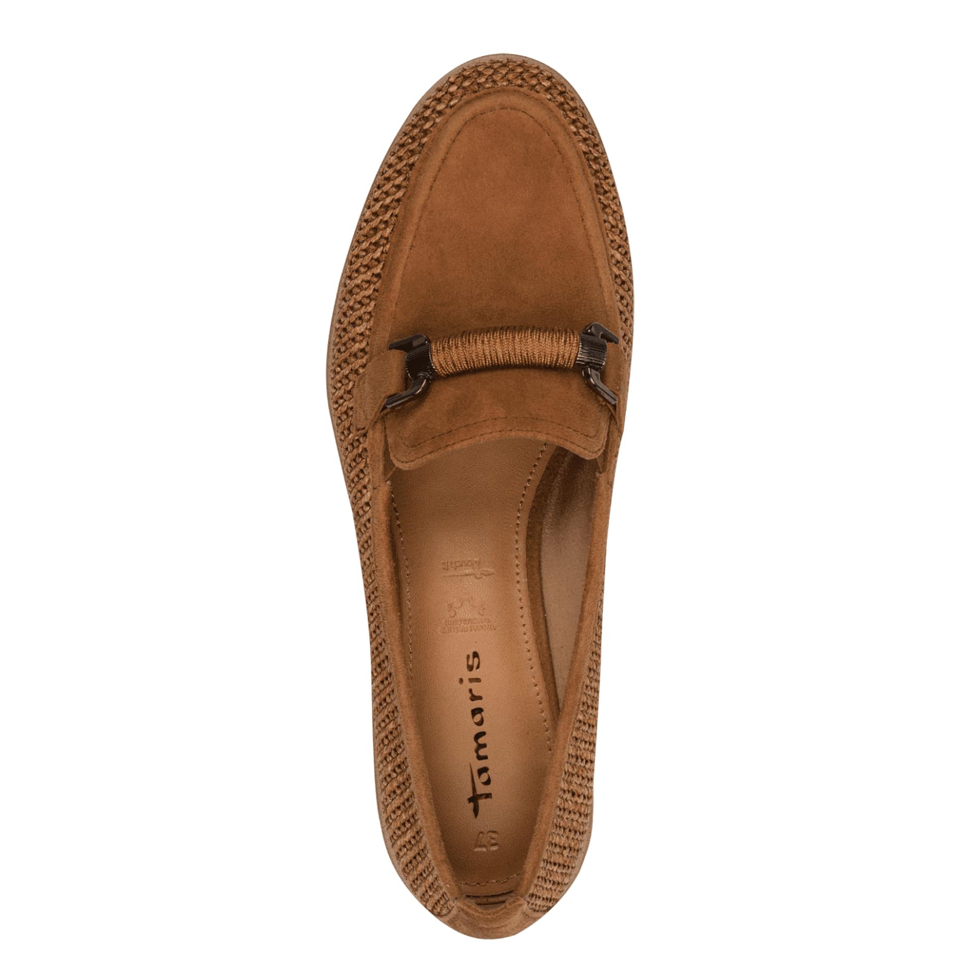 Tamaris Careen Loafers in Cognac, bovenaanzicht (SKU 1-24223-46--305)