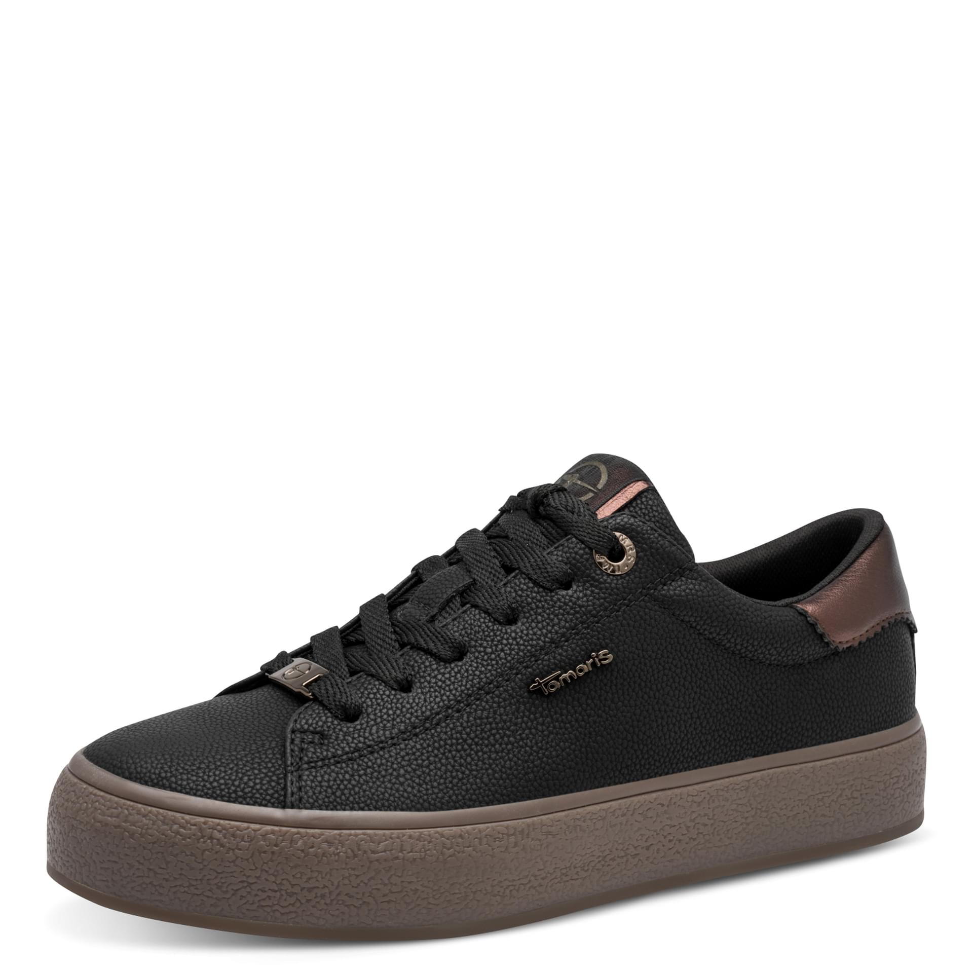 Tamaris Cinda Sneakers in Black Comb, three-quarter view (SKU 1-23787-47--098)