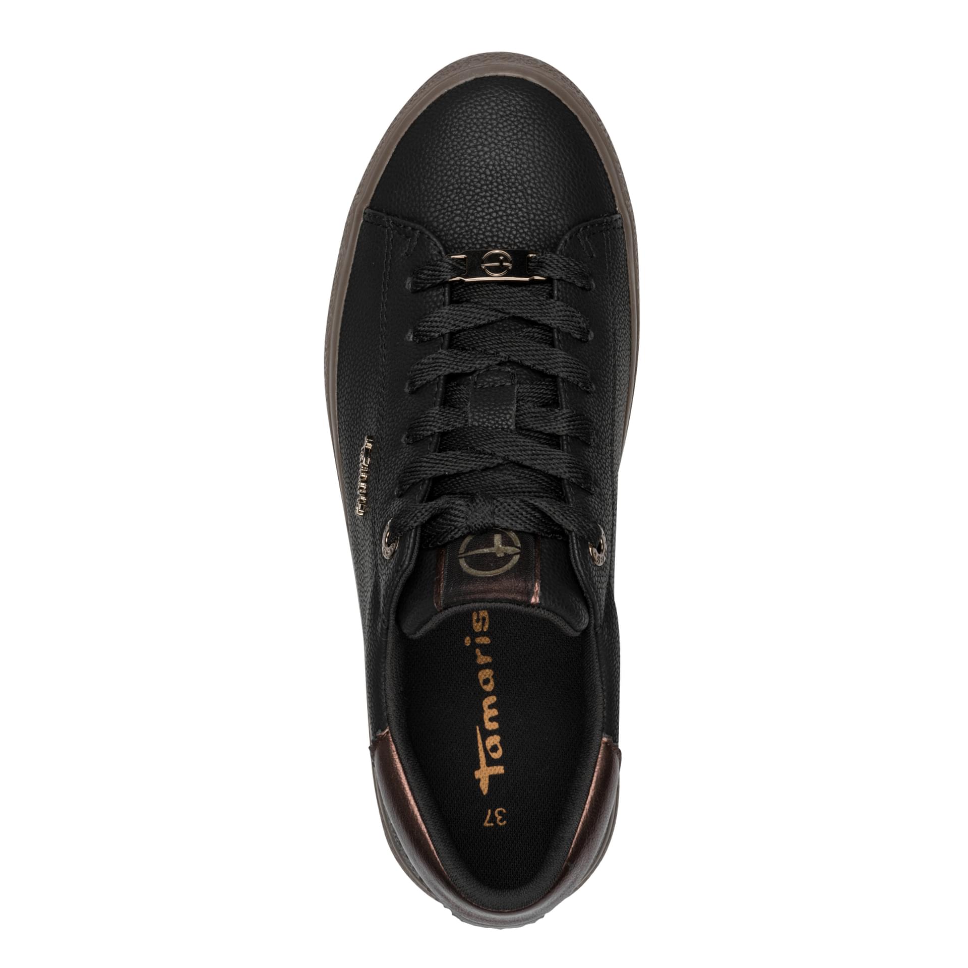 Tamaris Cinda Sneakers in Black Comb, top view (SKU 1-23787-47--098)