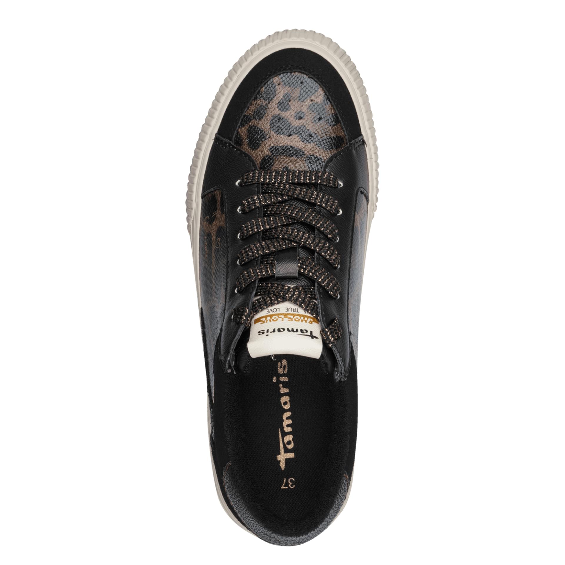 Tamaris Cinda Baskets in Black Comb, vue de dessus (SKU 1-23789-46--098)