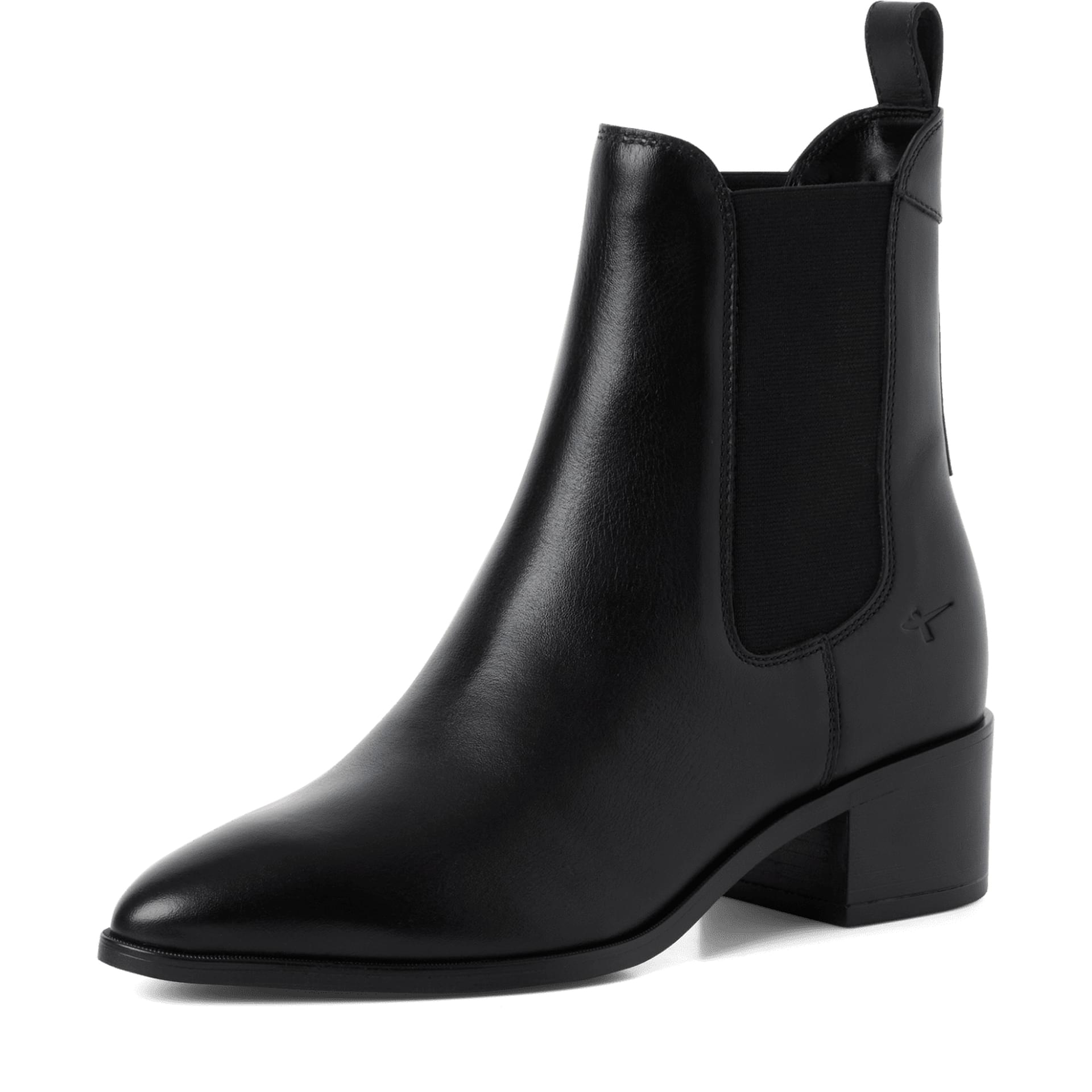 Tamaris Dena Chelsea Boots cuir in Black, vue trois-quarts (SKU 1-25306-47--001)