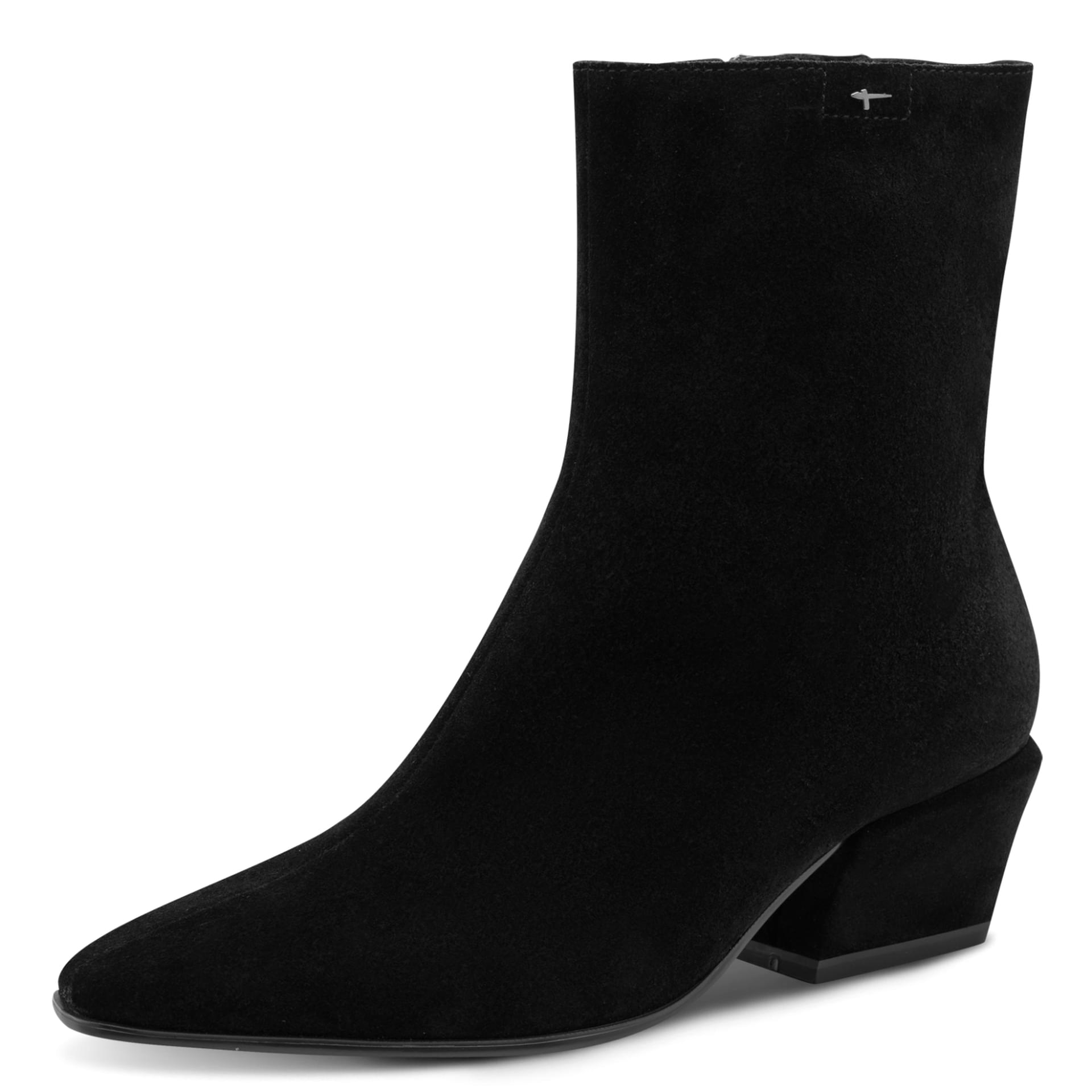 Tamaris Eclair Enkellaarsjes leer in Black, driekwartaanzicht (SKU 1-25356-47--001)