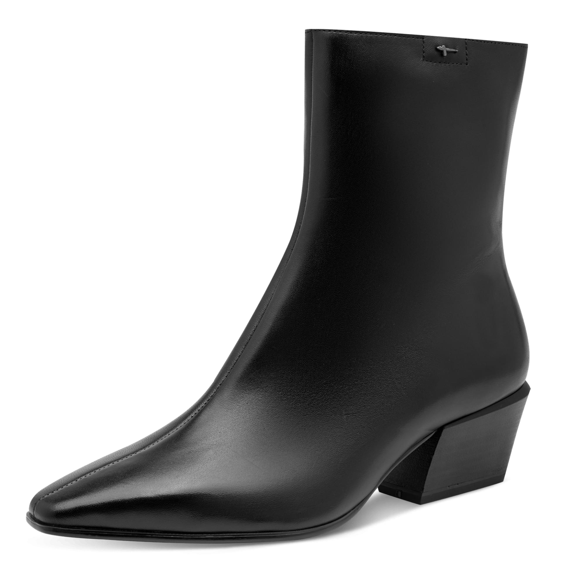 Tamaris Eclair Bottines cuir in Black Leather, vue trois-quarts (SKU 1-25356-47--003)