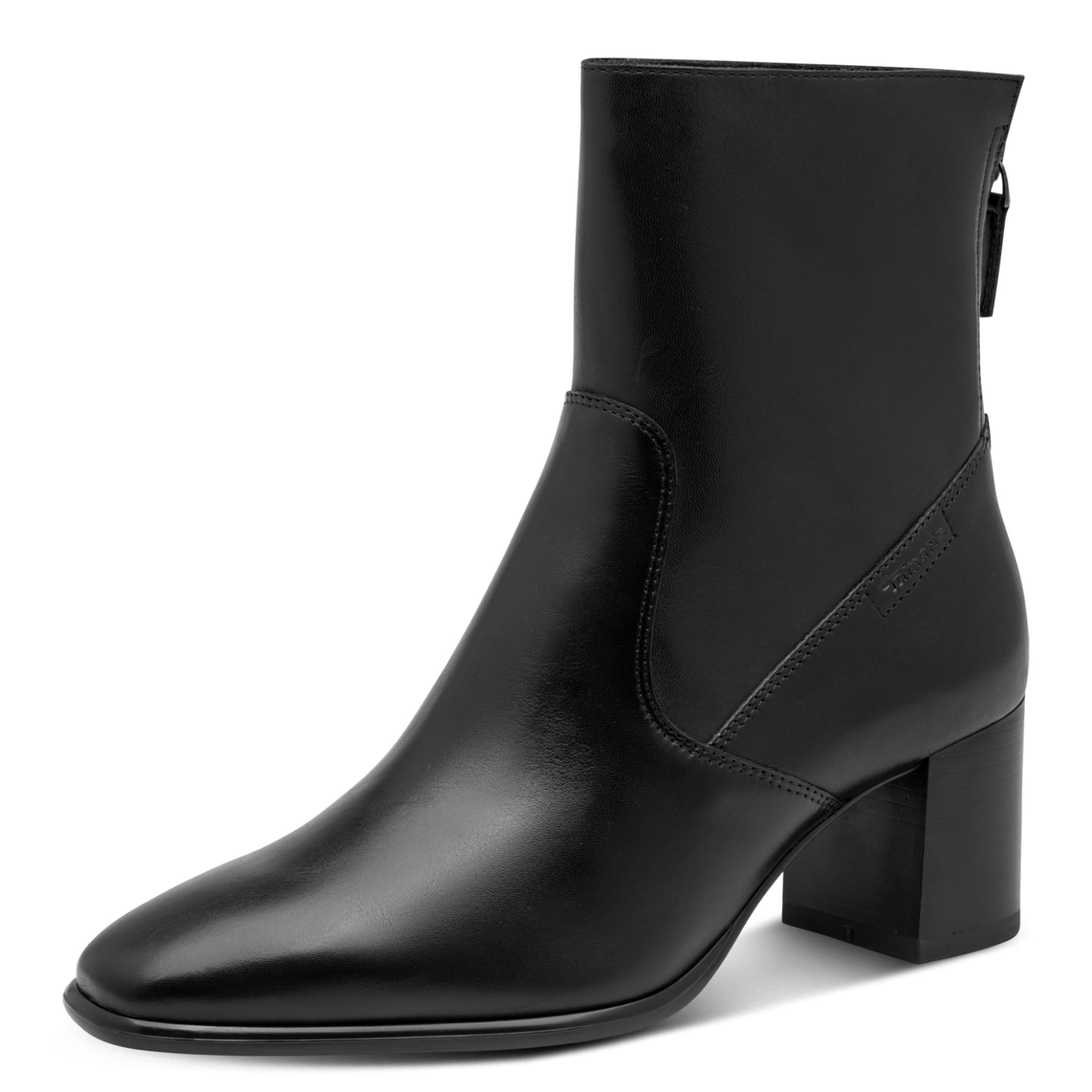 Tamaris Elarissa Ankle Boots leather in Black Leather, three-quarter view (SKU 1-25345-47--003)