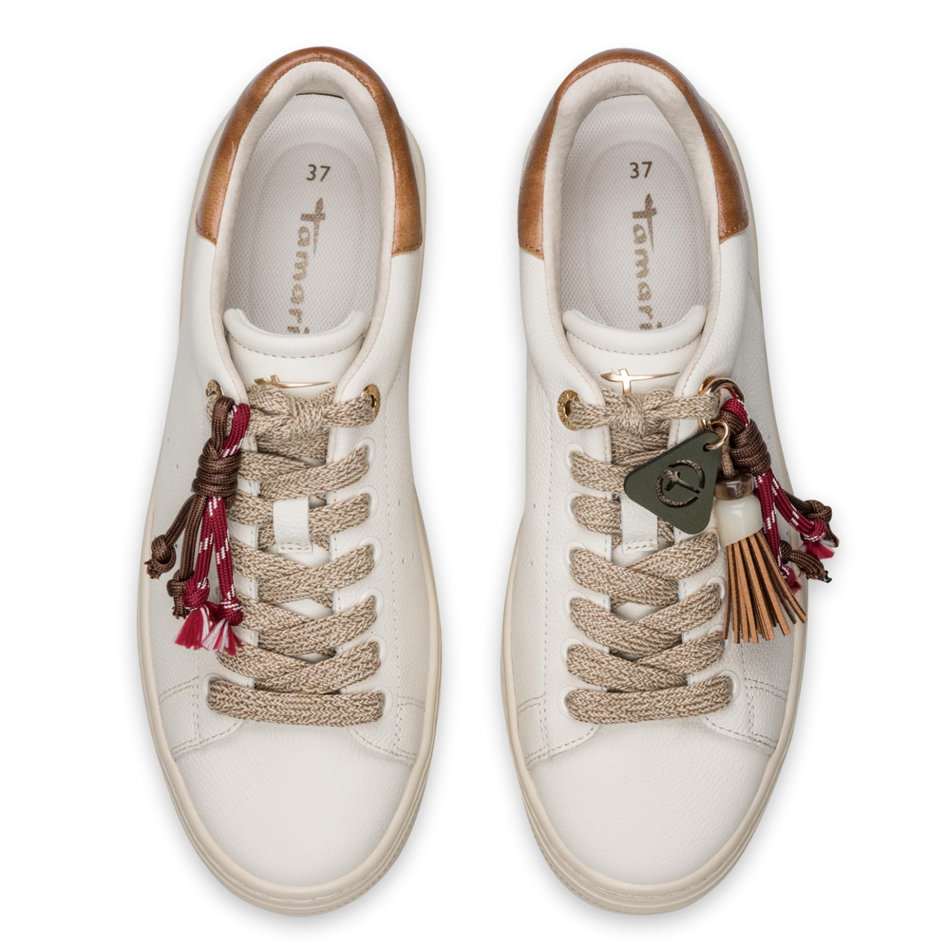 Tamaris Ellidy Sneakers leer in Ivory Comb, bovenaanzicht (SKU 1-23775-47--430)