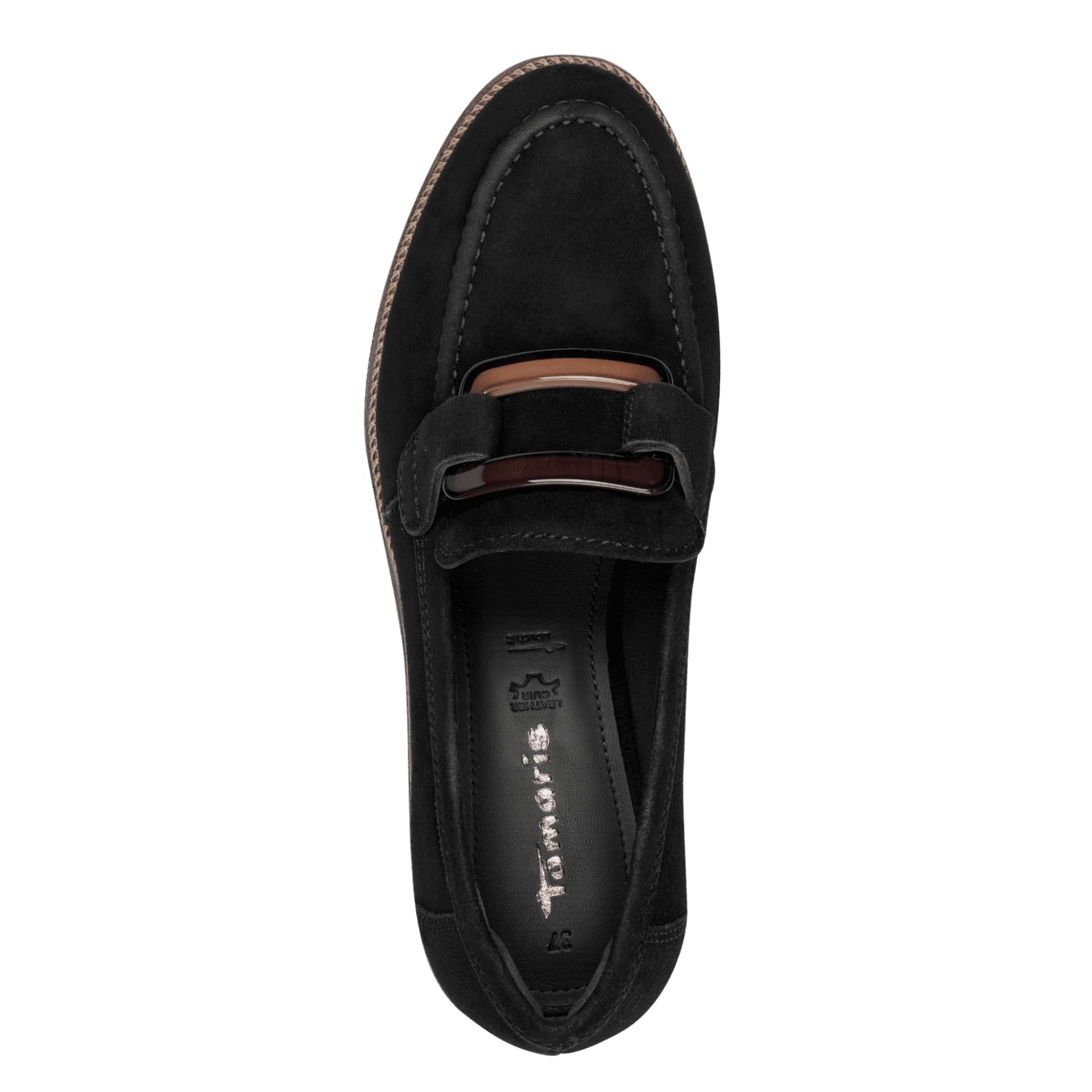 Tamaris Flora Mules in Black, vue de dessus (SKU 1-24722-43--001)