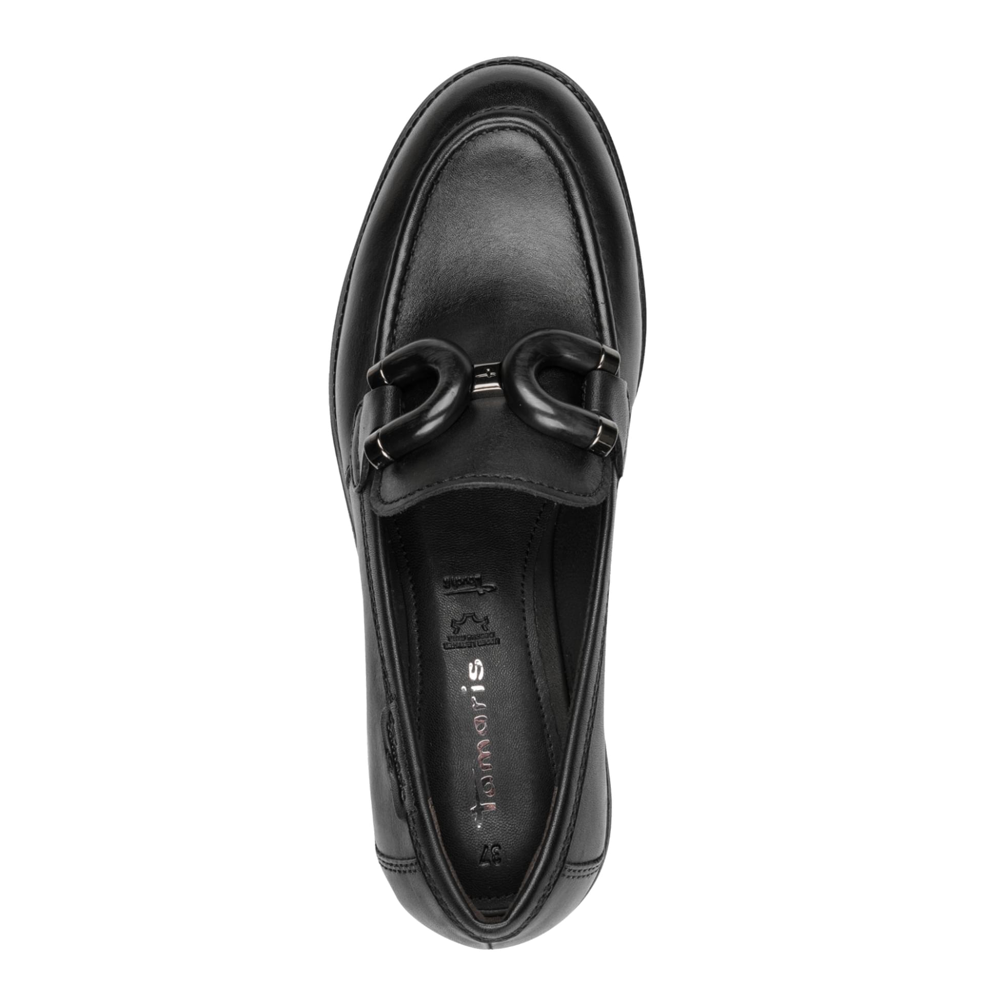 Tamaris Flora Loafers leer in Black, bovenaanzicht (SKU 1-24740-47--001)