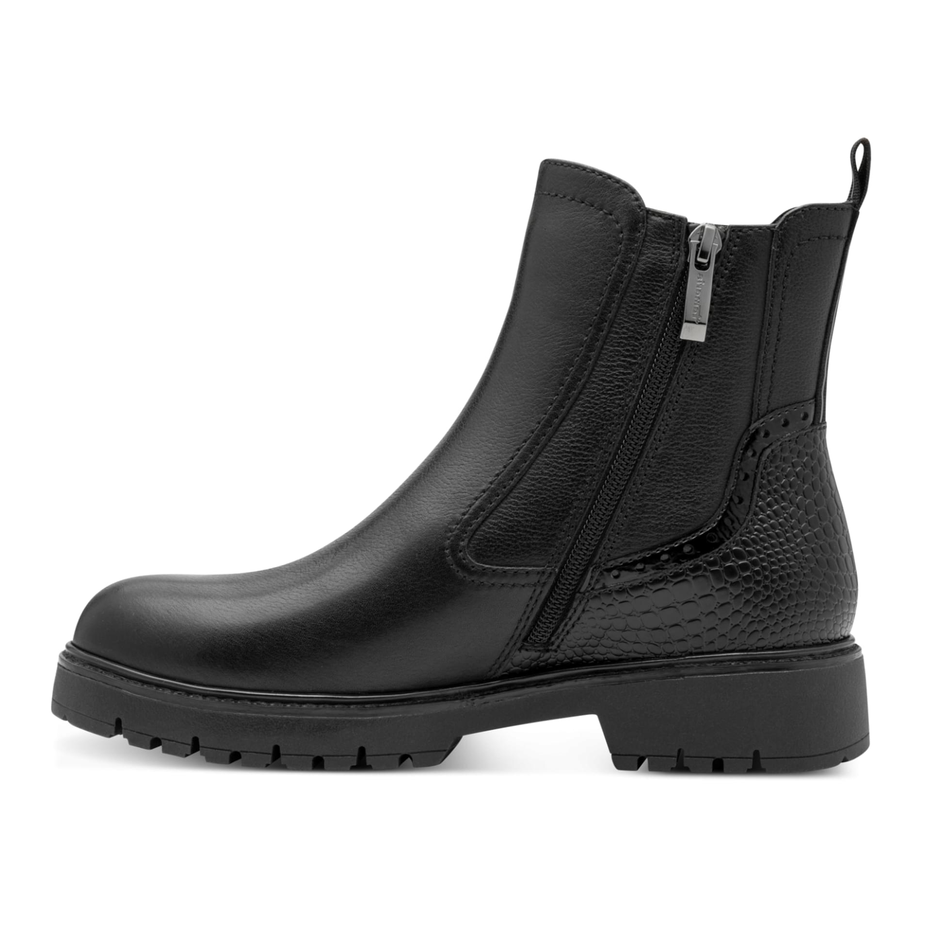 Tamaris Flora Chelsea Boots 1-25466-45 in Black Leather